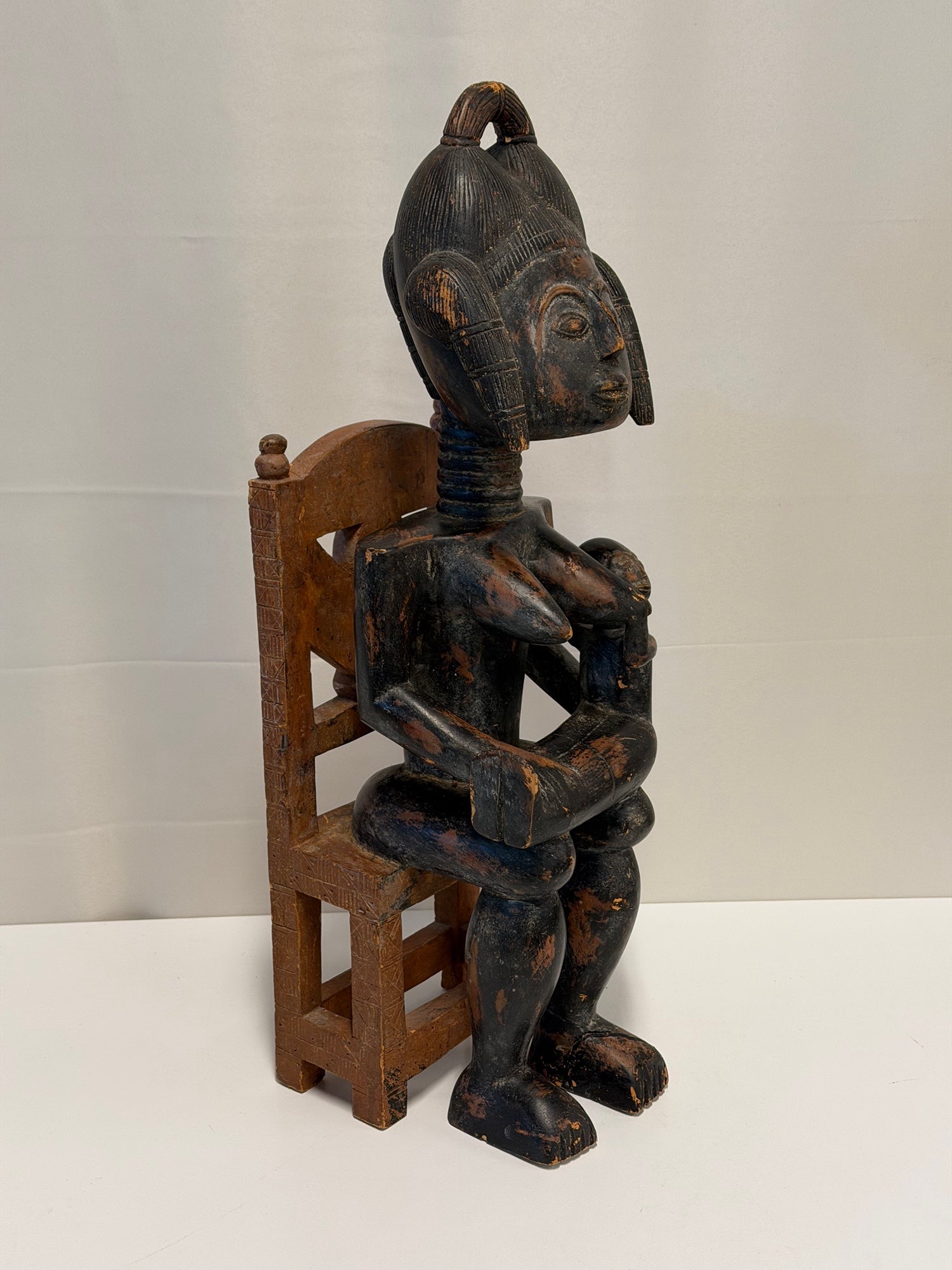 Hand-Carved Maternity African Art Kulango Fine Wood Sculpture