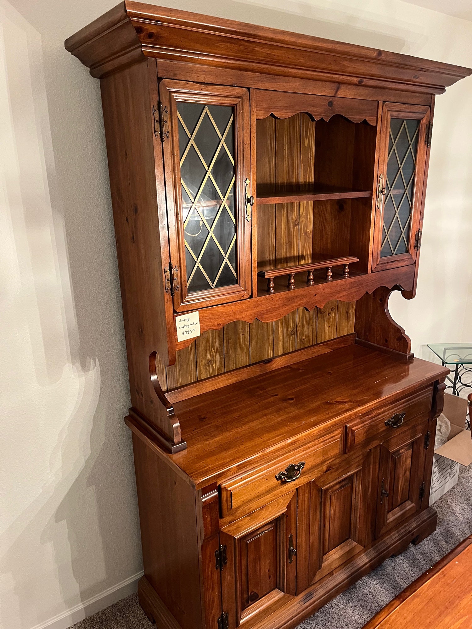 Traditional Wood Display Cabinet Hutch