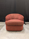 Red Striped Fabric Swivel Chair