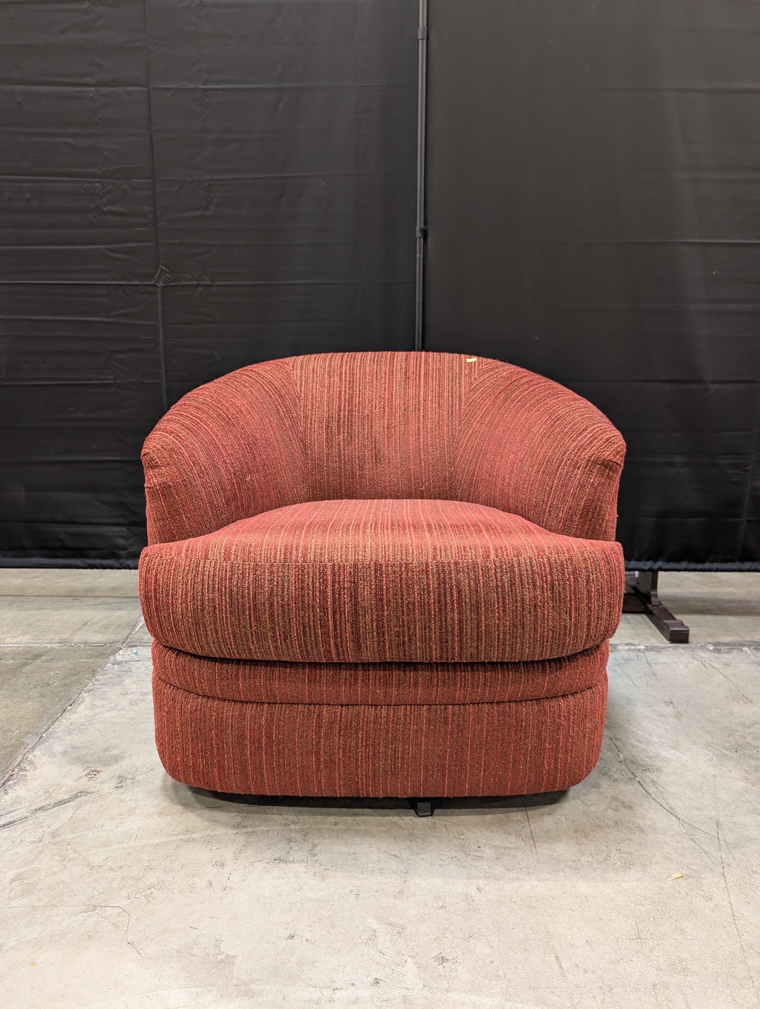 Red Striped Fabric Swivel Chair