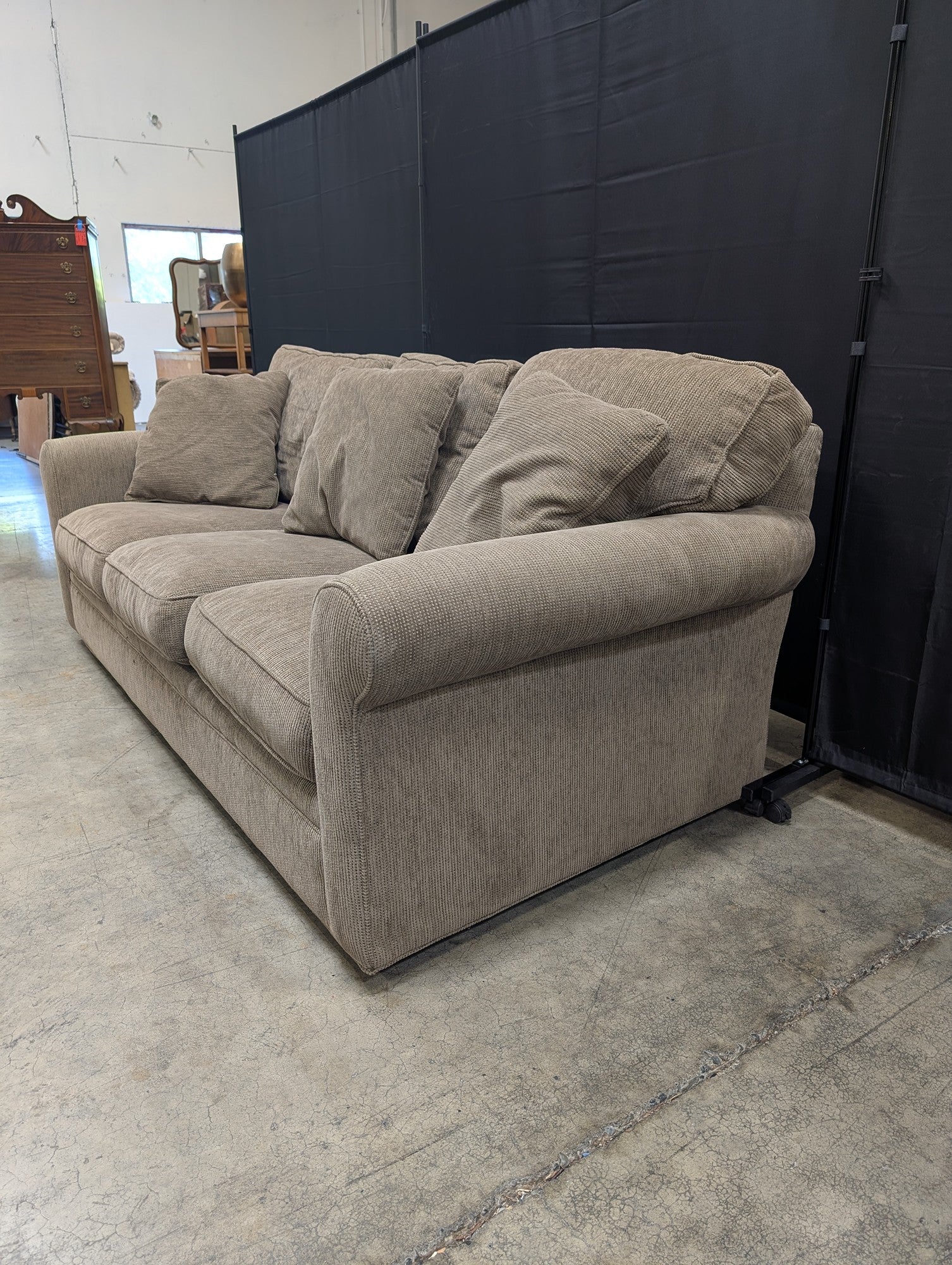 Crate & Barrel Ribbed Fabric Couch with Pillows