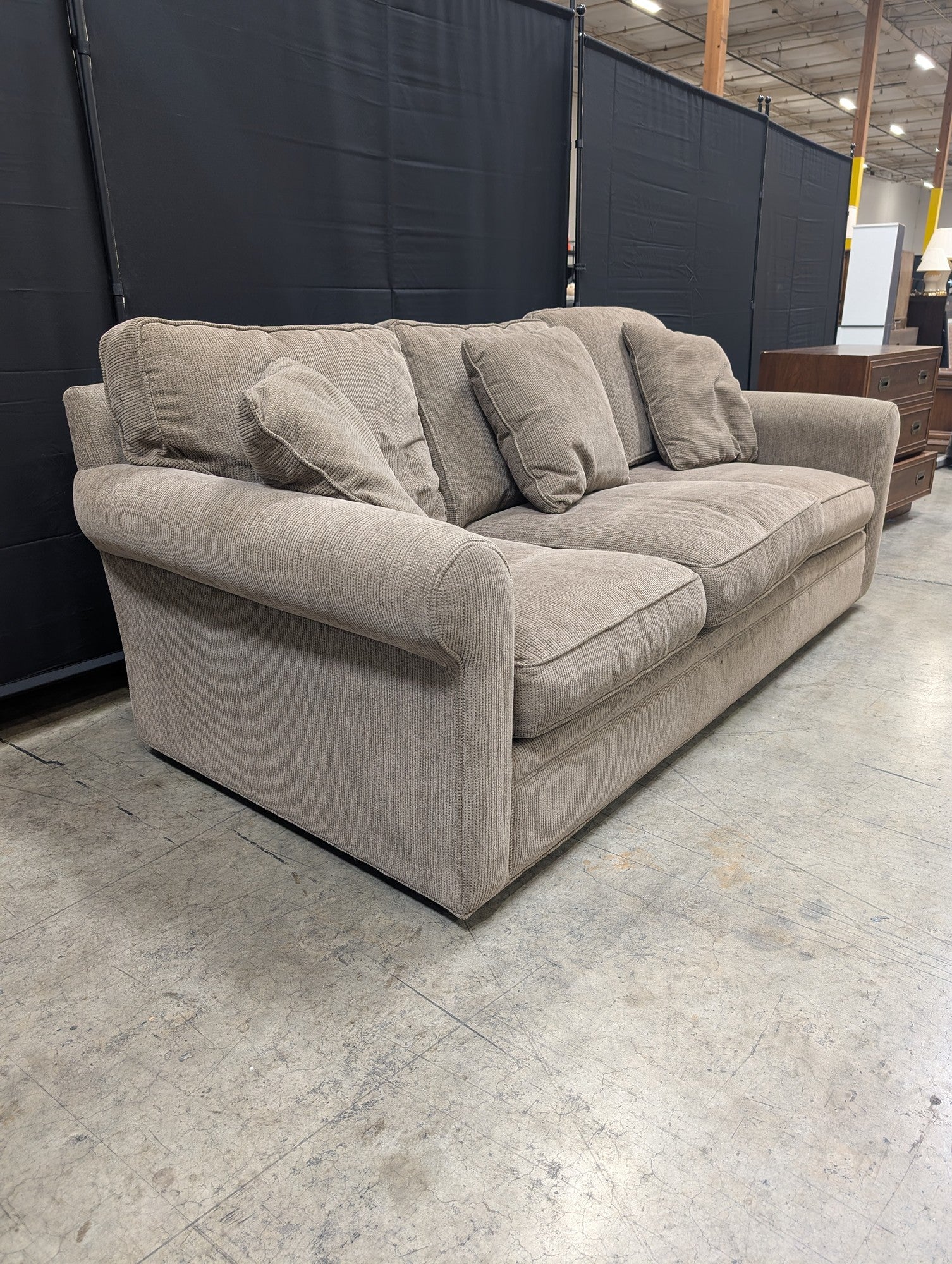 Crate & Barrel Ribbed Fabric Couch with Pillows