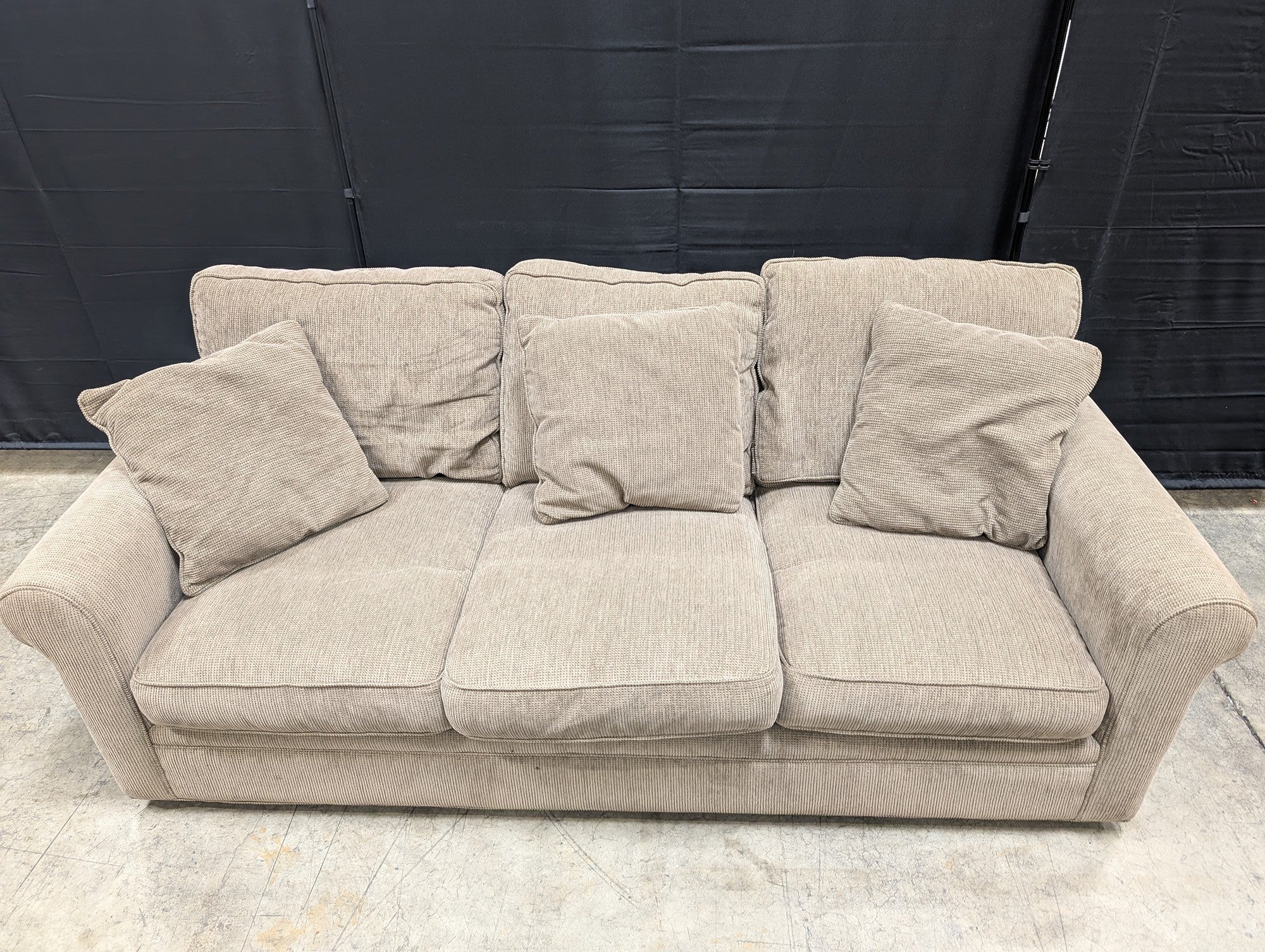 Crate & Barrel Ribbed Fabric Couch with Pillows