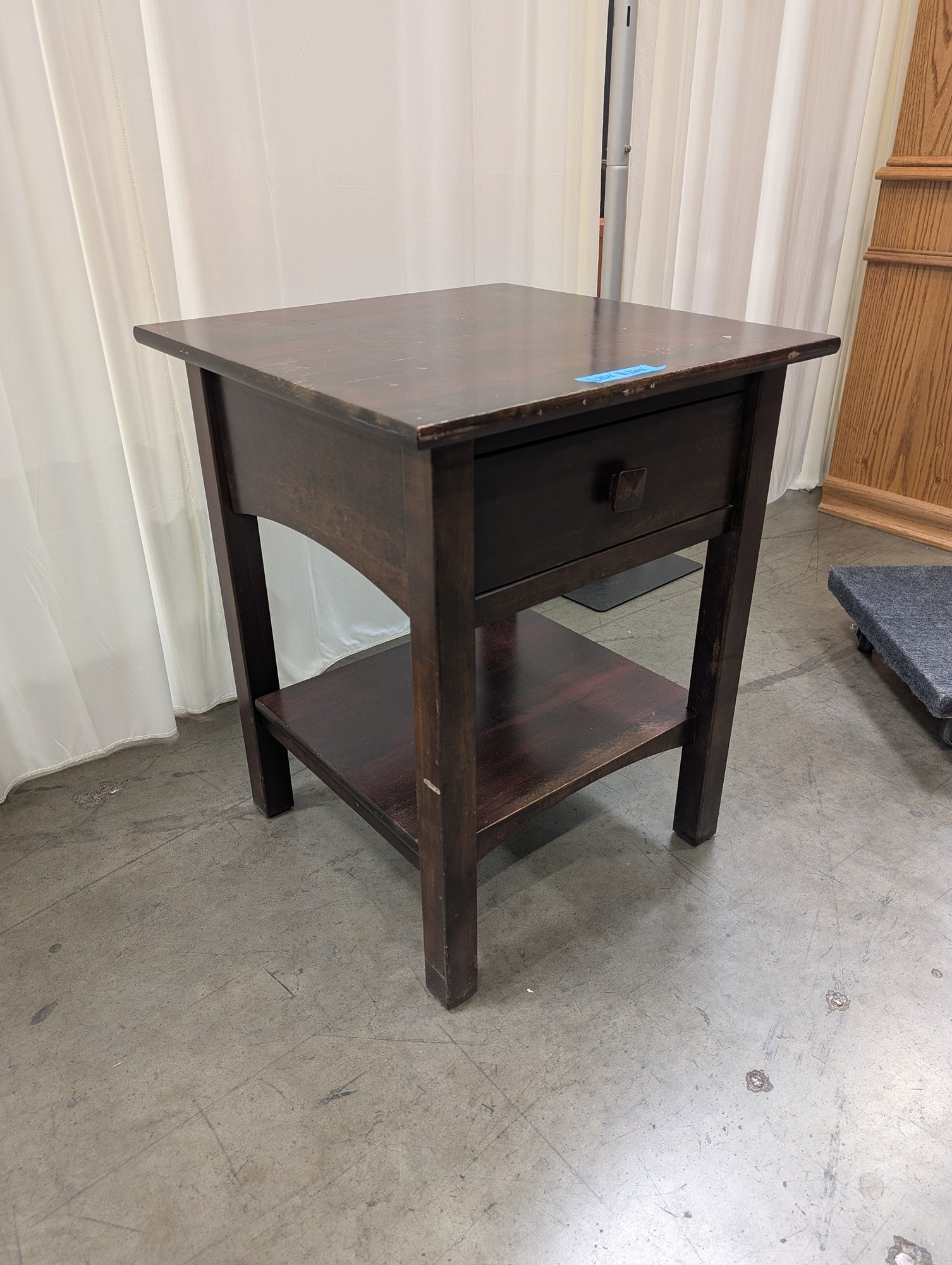 Dark Brown Wood Nightstand with Single Drawer
