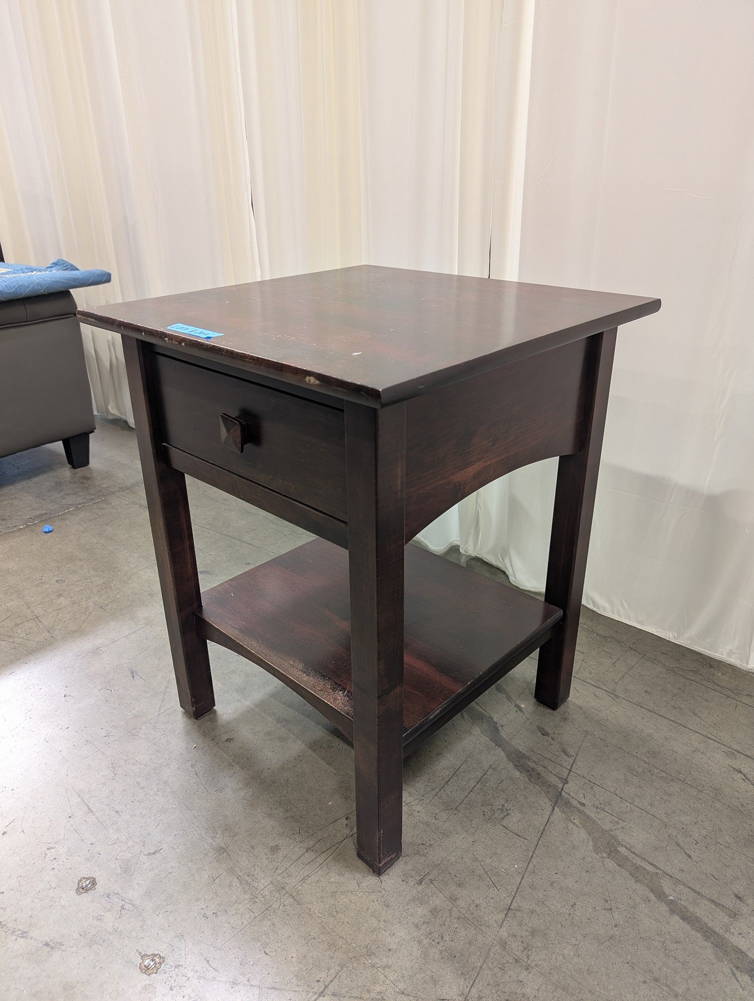 Dark Brown Wood Nightstand with Single Drawer
