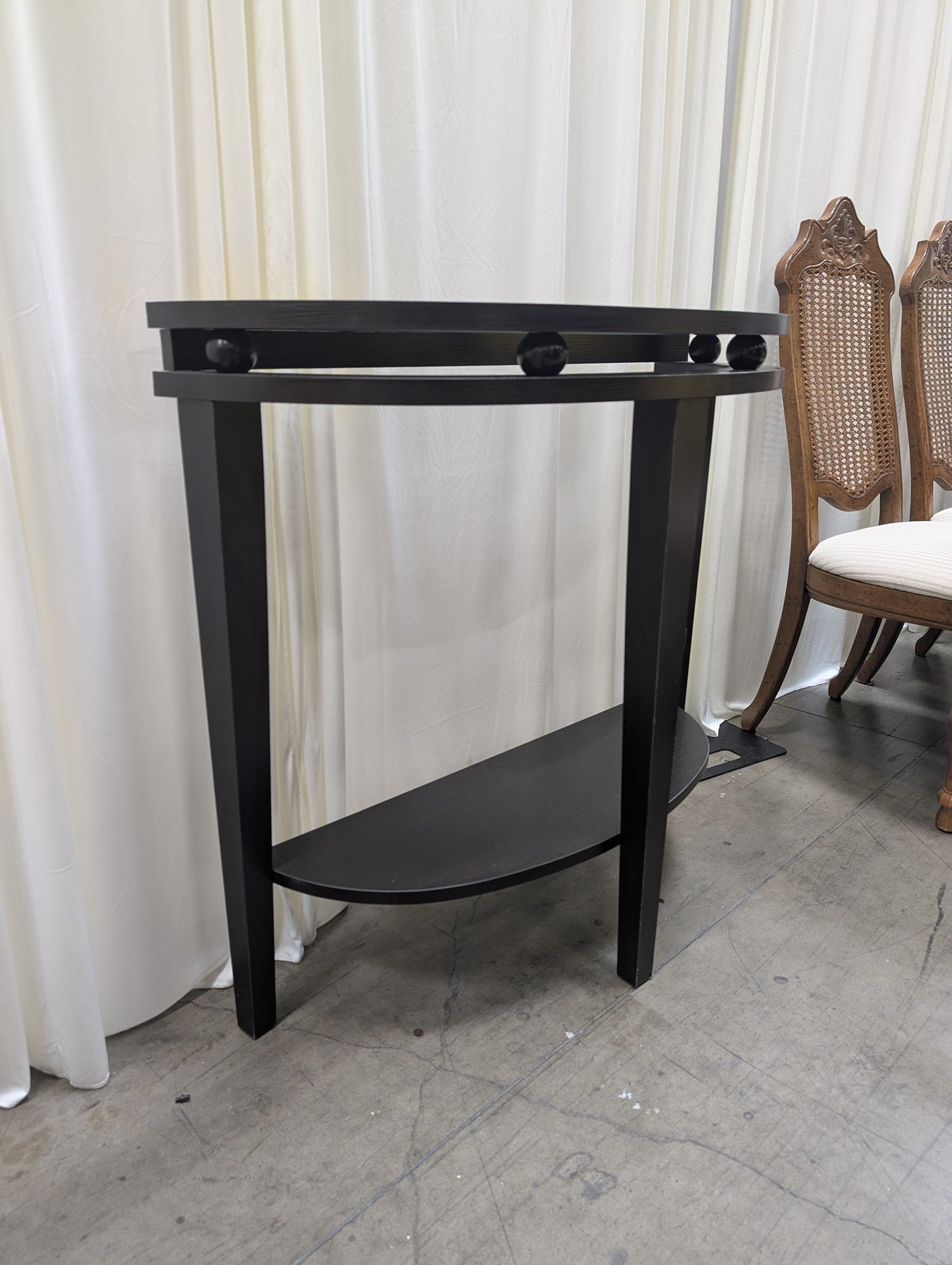 Dark Espresso Demilune Console Table with Lower Shelf
