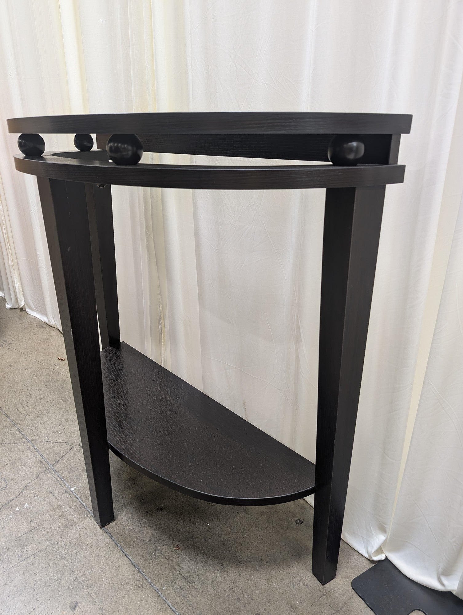 Dark Espresso Demilune Console Table with Lower Shelf