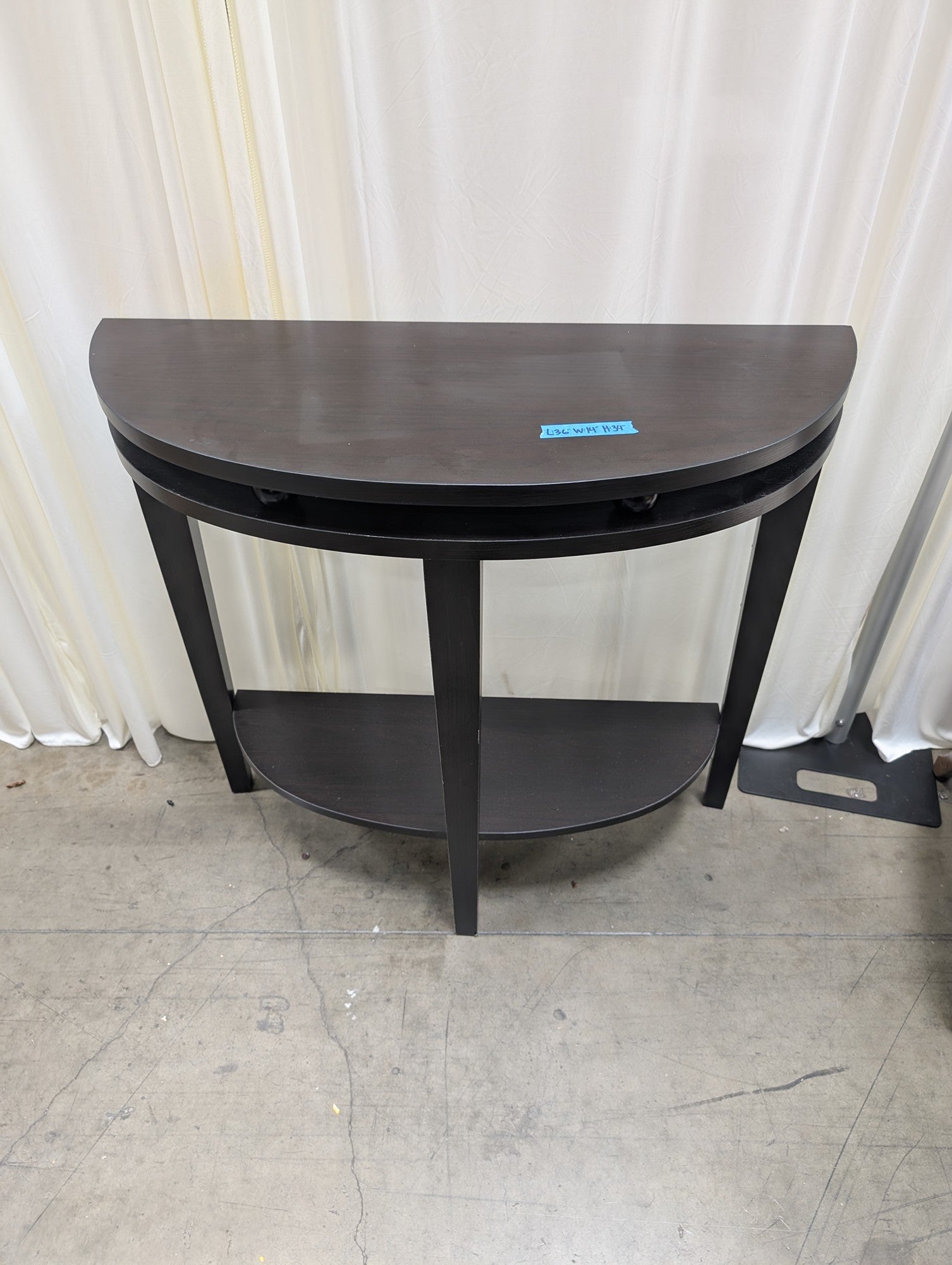 Dark Espresso Demilune Console Table with Lower Shelf