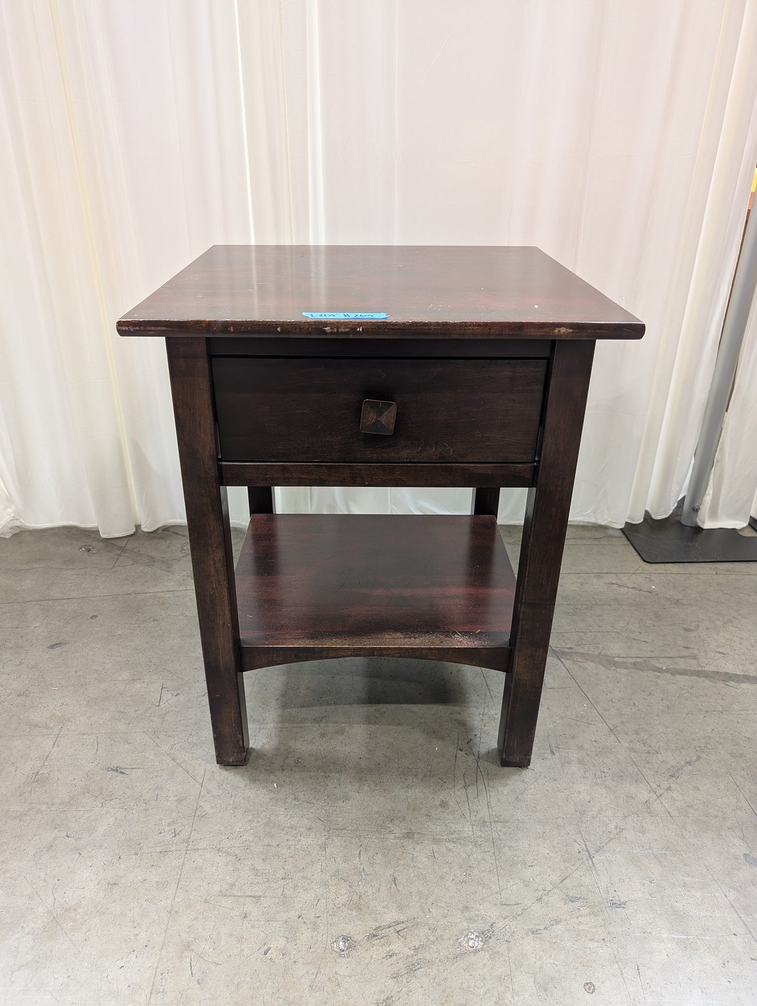 Dark Brown Wood Nightstand with Single Drawer