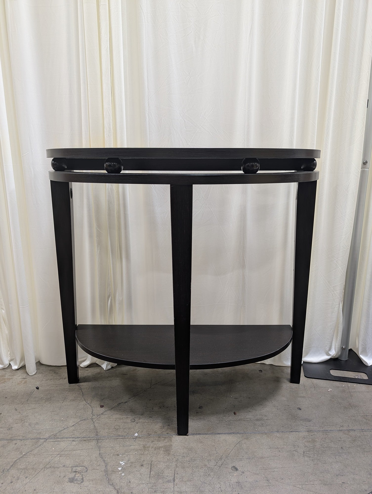 Dark Espresso Demilune Console Table with Lower Shelf