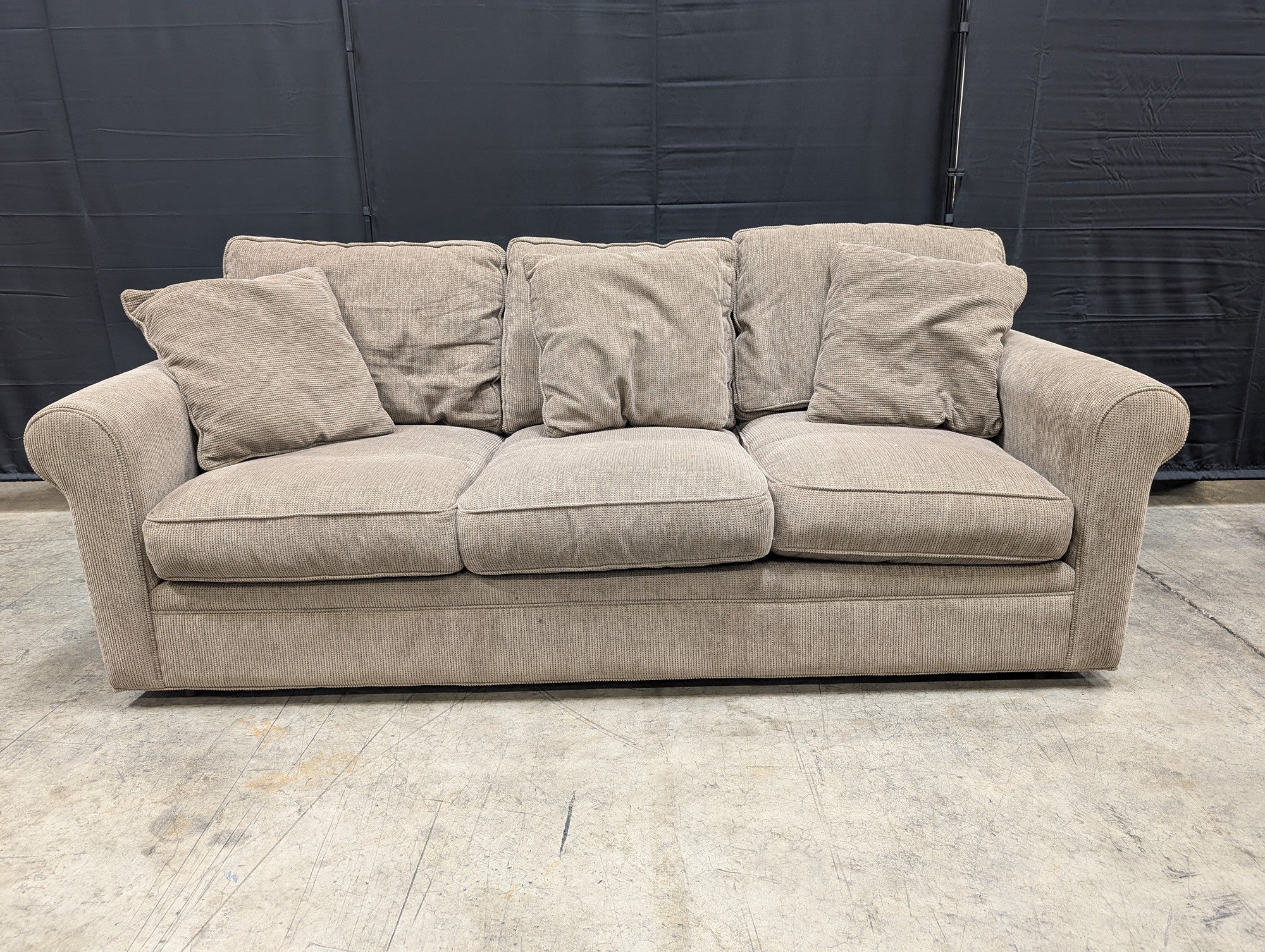 Crate & Barrel Ribbed Fabric Couch with Pillows