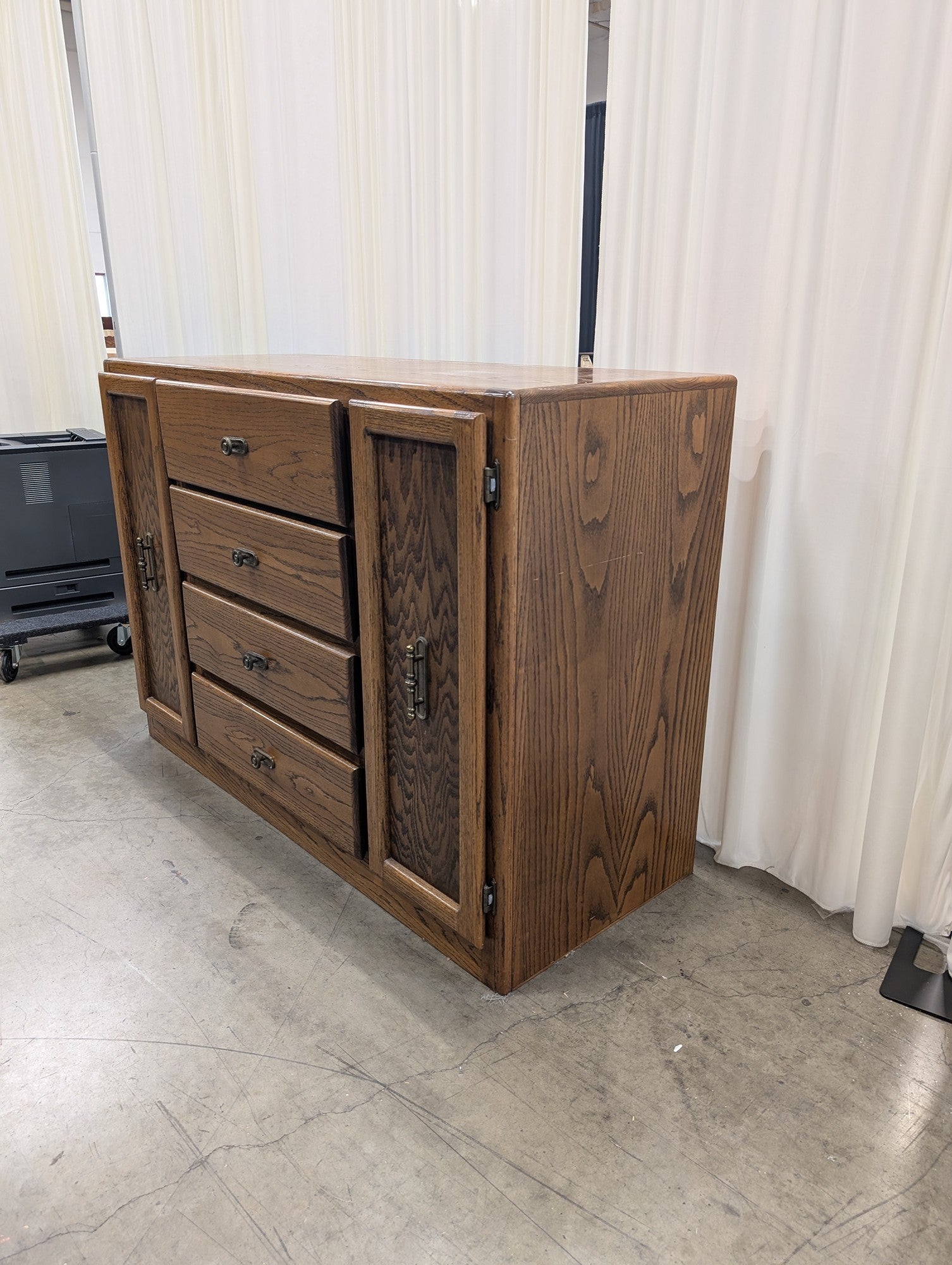 Rustic Oak Wood Buffet with Four Drawers