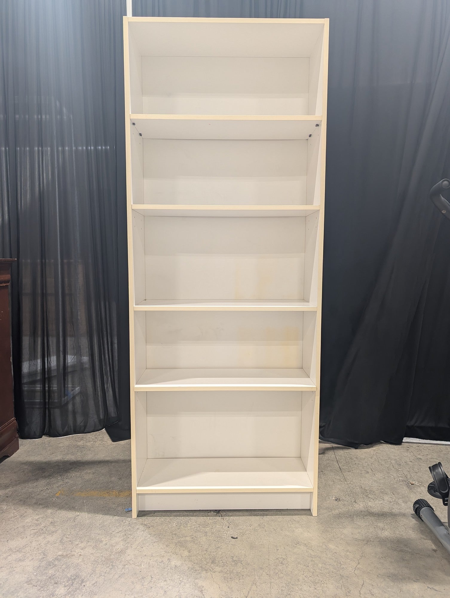 White Five-Shelf Bookcase with Light Edges
