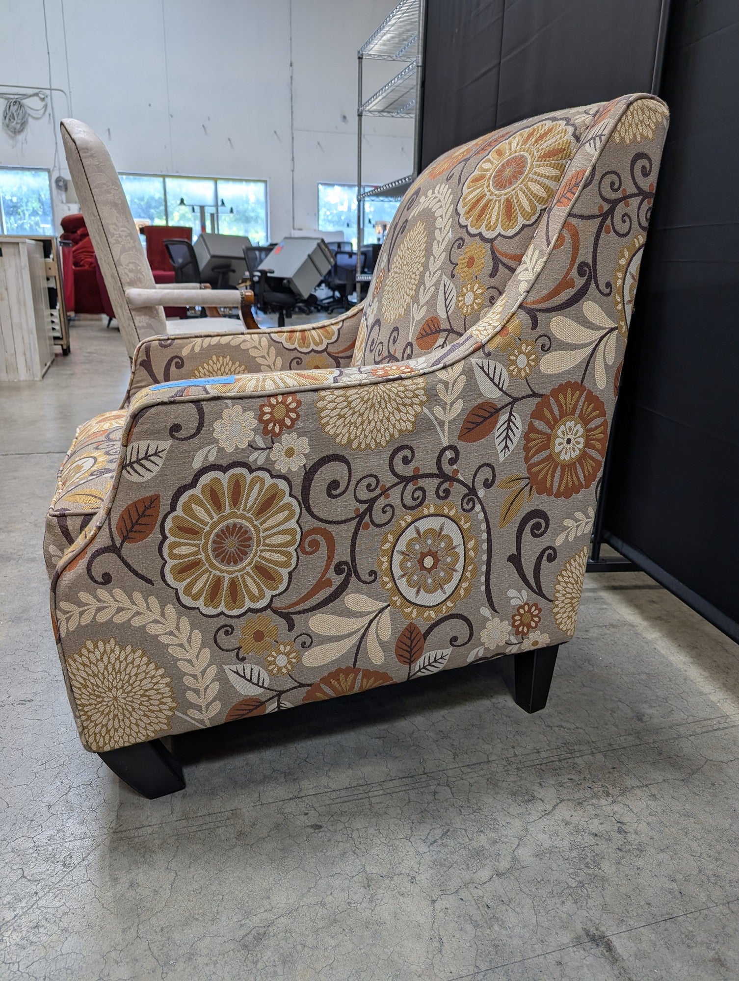 Ashley Furniture Upholstered Accent Armchair with Floral Scroll Design