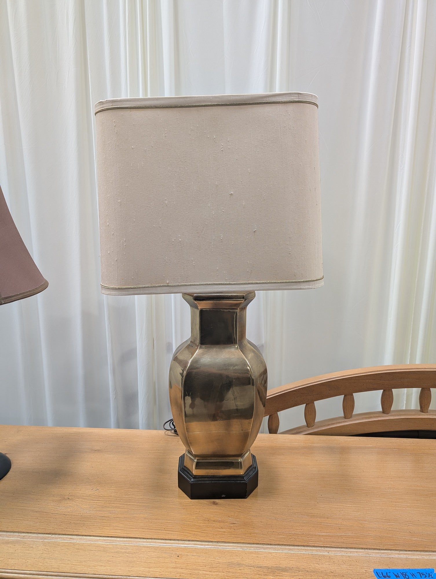 Faceted Brass Table Lamp with Fabric Shade