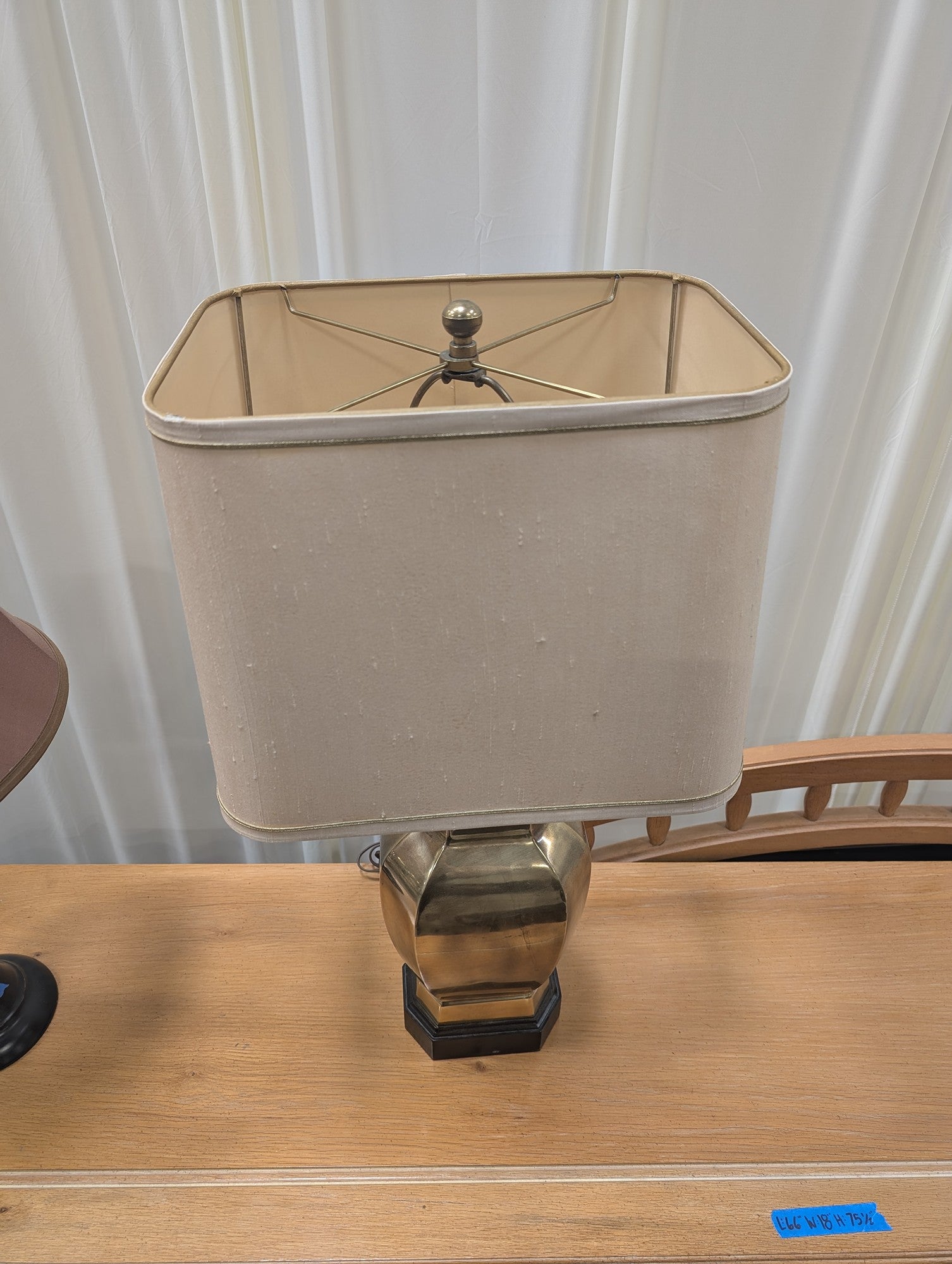 Faceted Brass Table Lamp with Fabric Shade