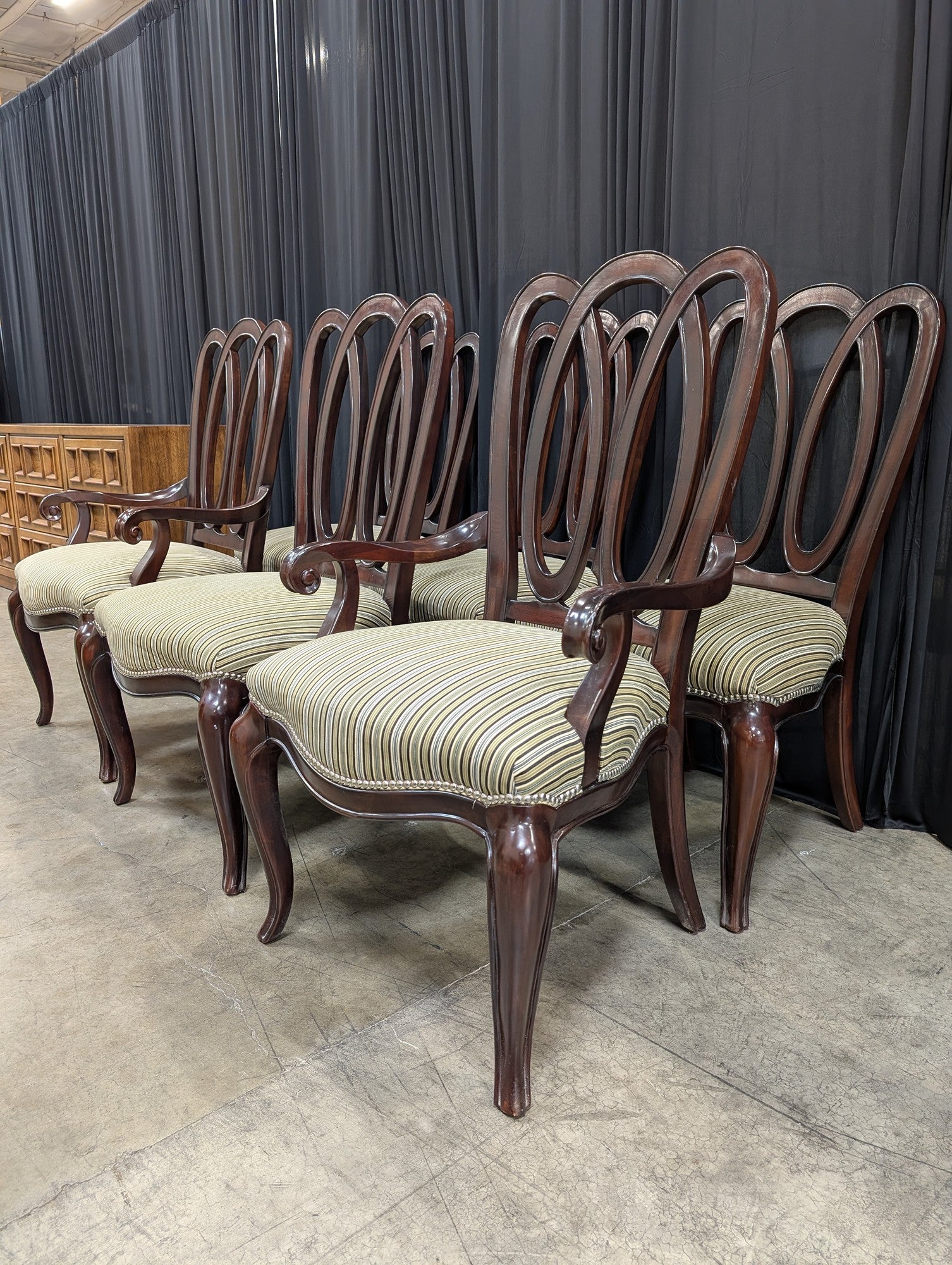Pennsylvania House Striped Dining Chairs with Nailhead Trim