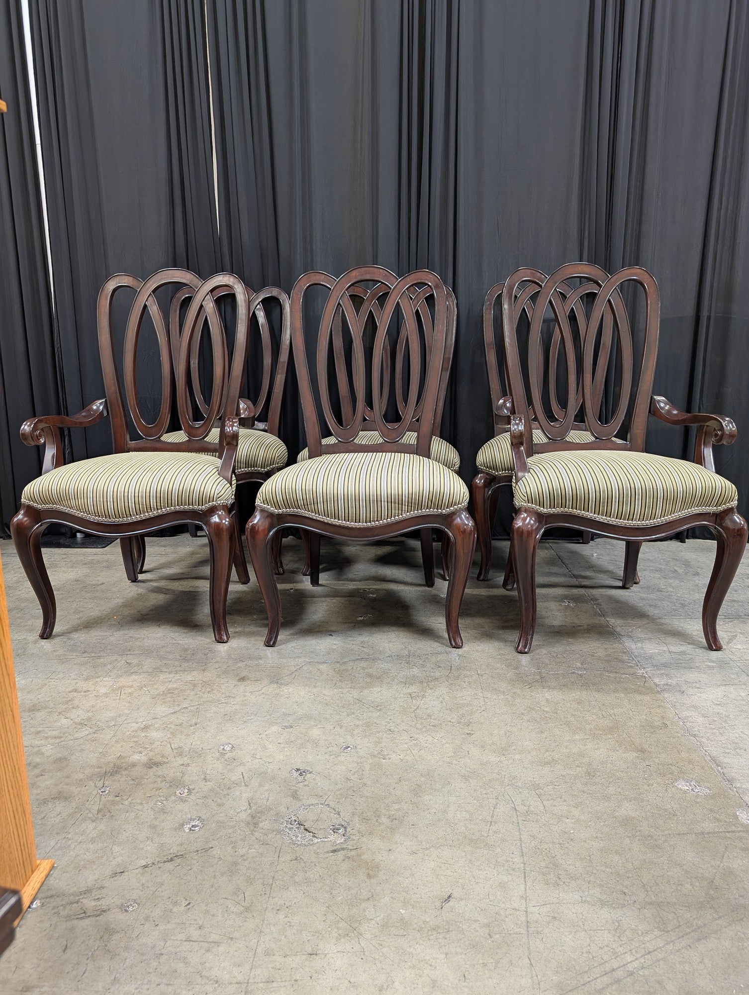Pennsylvania House Striped Dining Chairs with Nailhead Trim