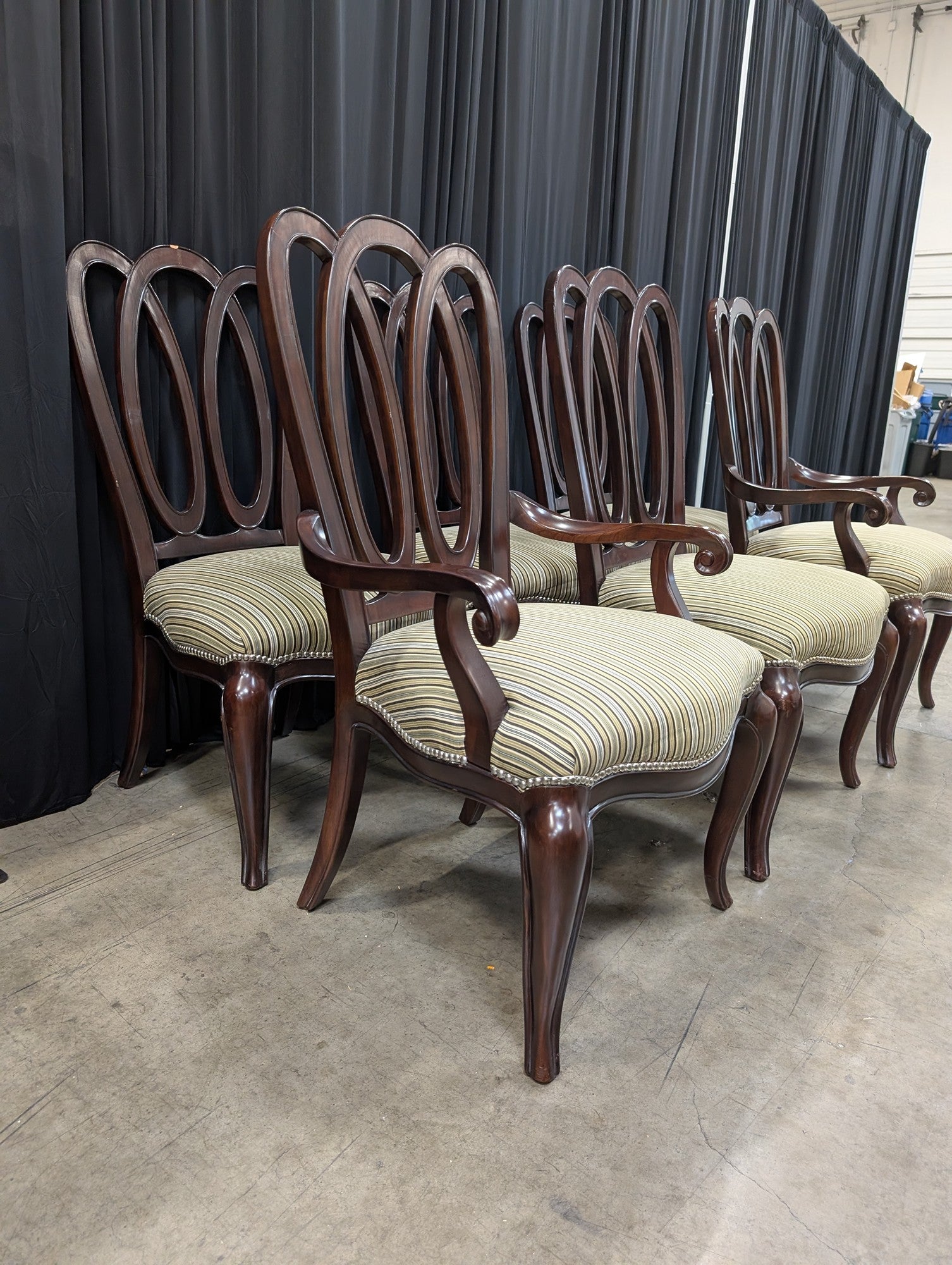 Pennsylvania House Striped Dining Chairs with Nailhead Trim