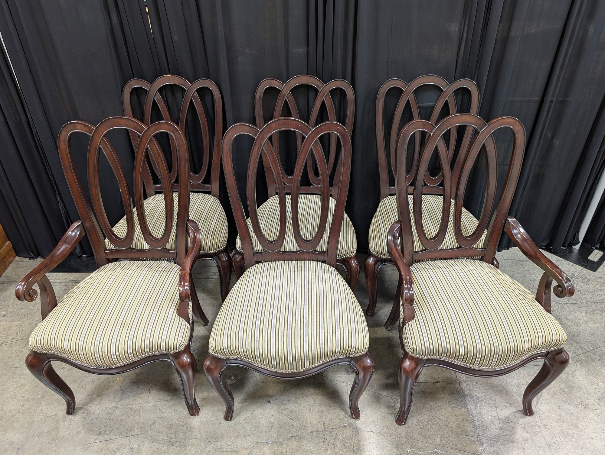 Pennsylvania House Striped Dining Chairs with Nailhead Trim