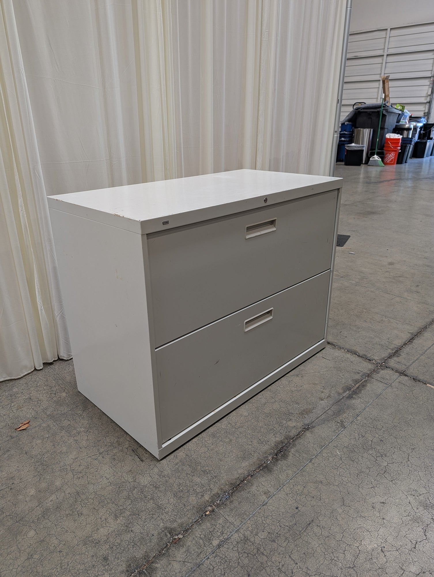 Light Gray HON Two-Drawer Filing Cabinet