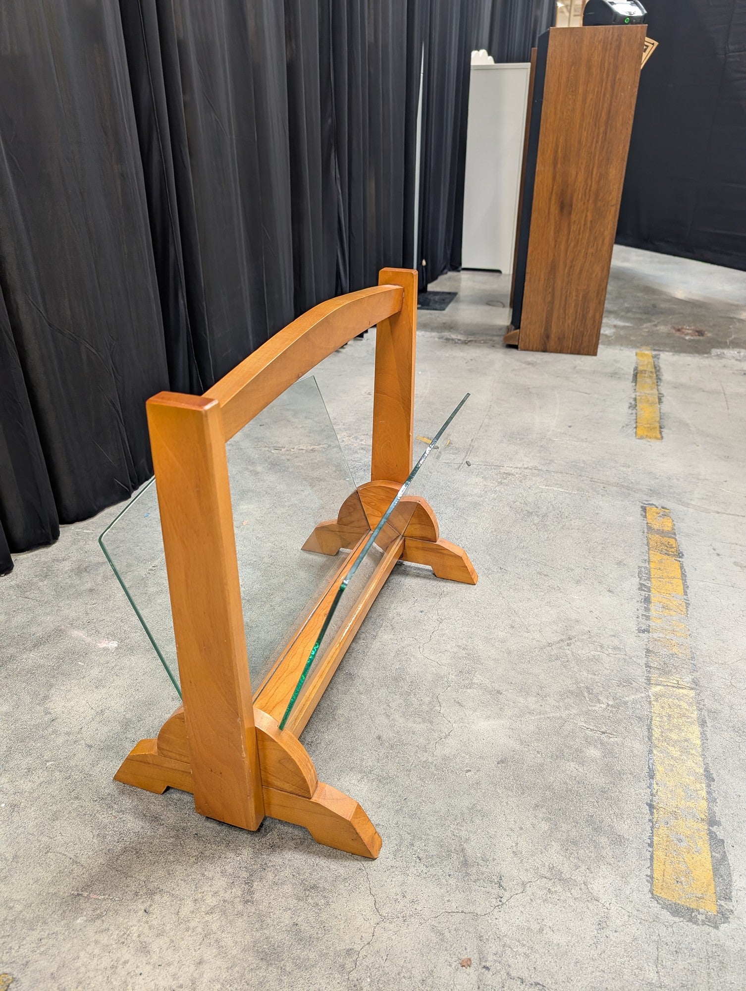 Natural Wood Magazine Holder with Glass Panels