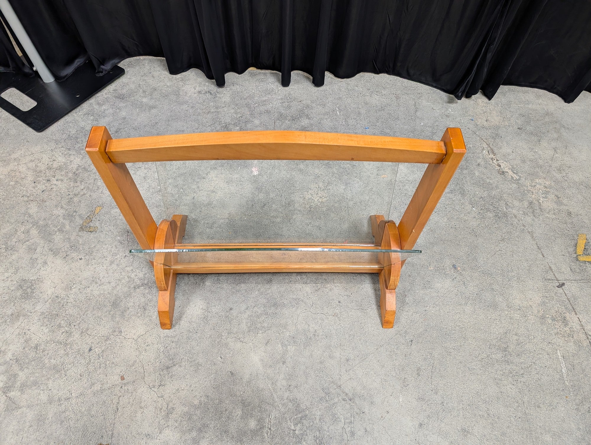 Natural Wood Magazine Holder with Glass Panels