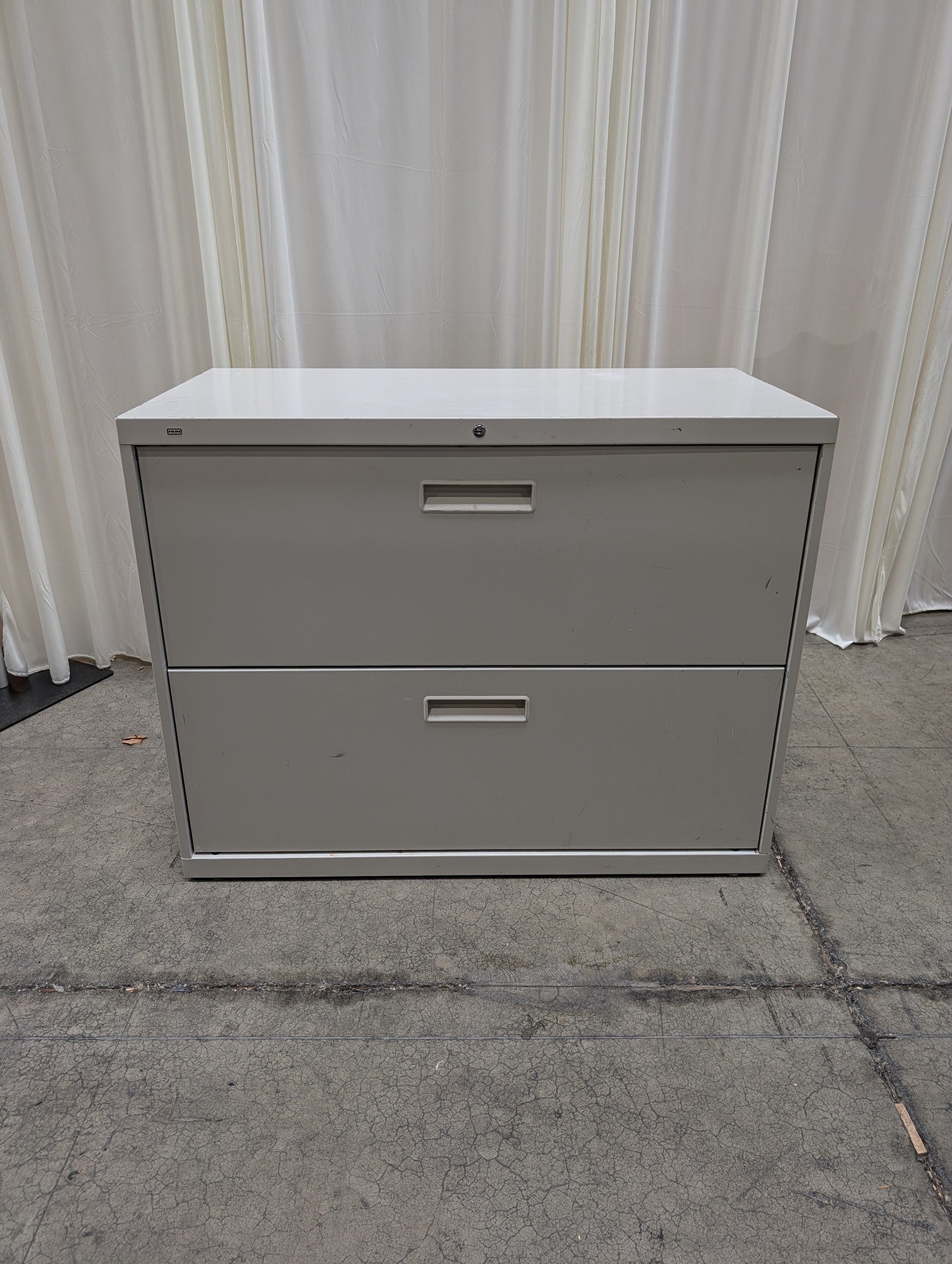 Light Gray HON Two-Drawer Filing Cabinet