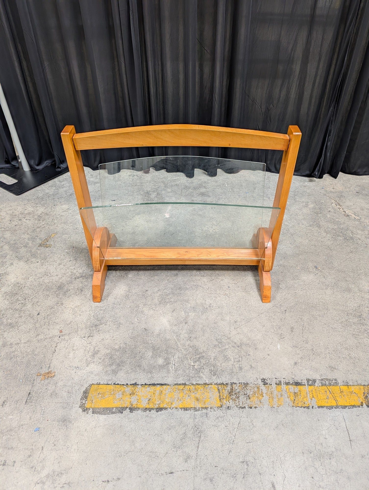Natural Wood Magazine Holder with Glass Panels