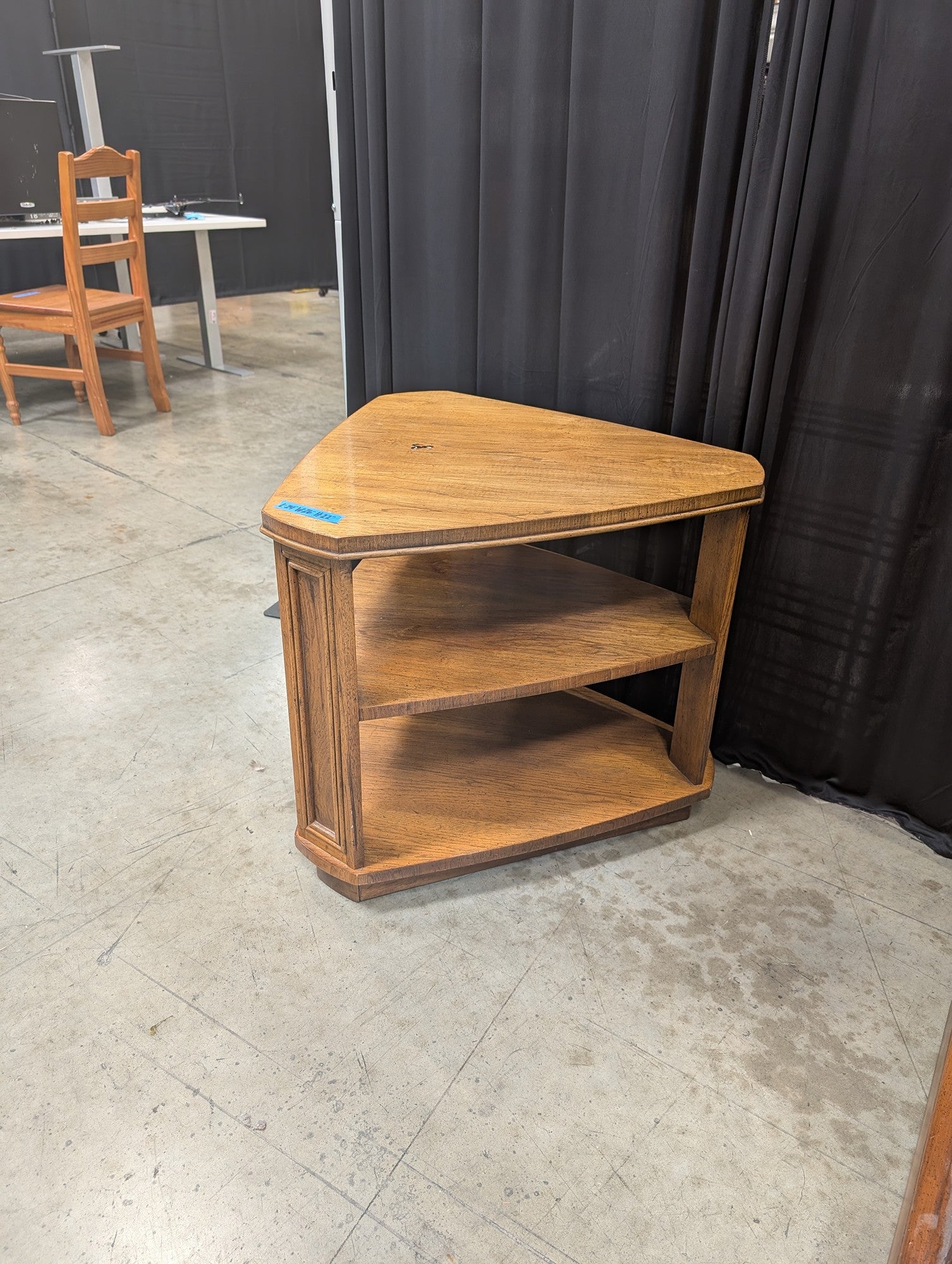 Brown Wood Three-Tiered Corner End Table