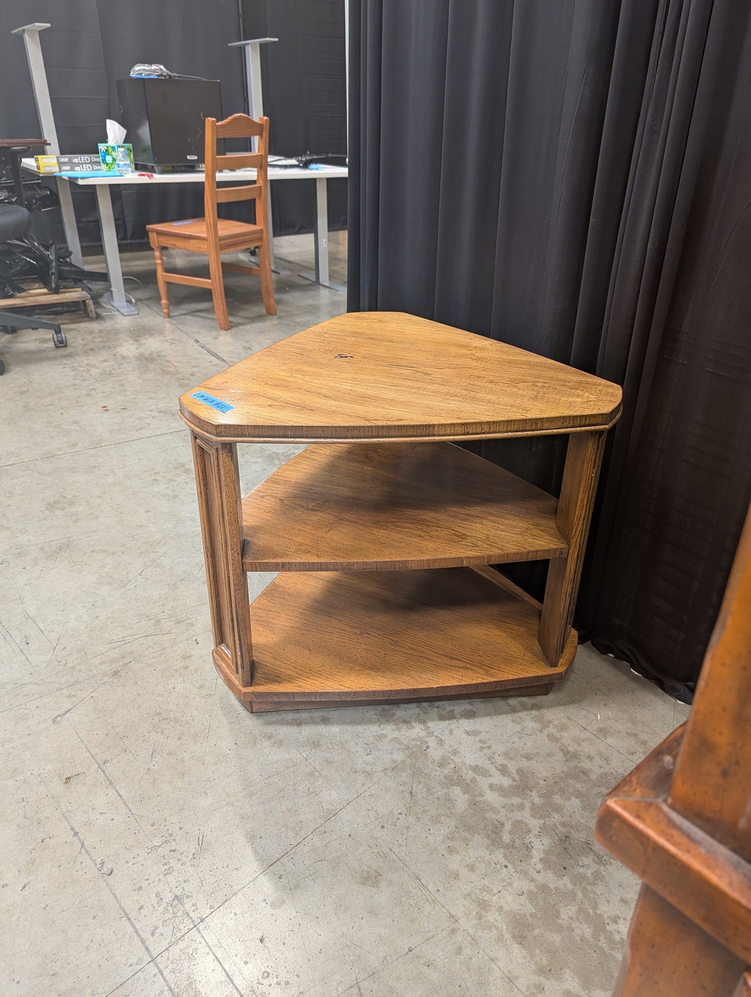Brown Wood Three-Tiered Corner End Table