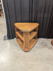 Brown Wood Three-Tiered Corner End Table