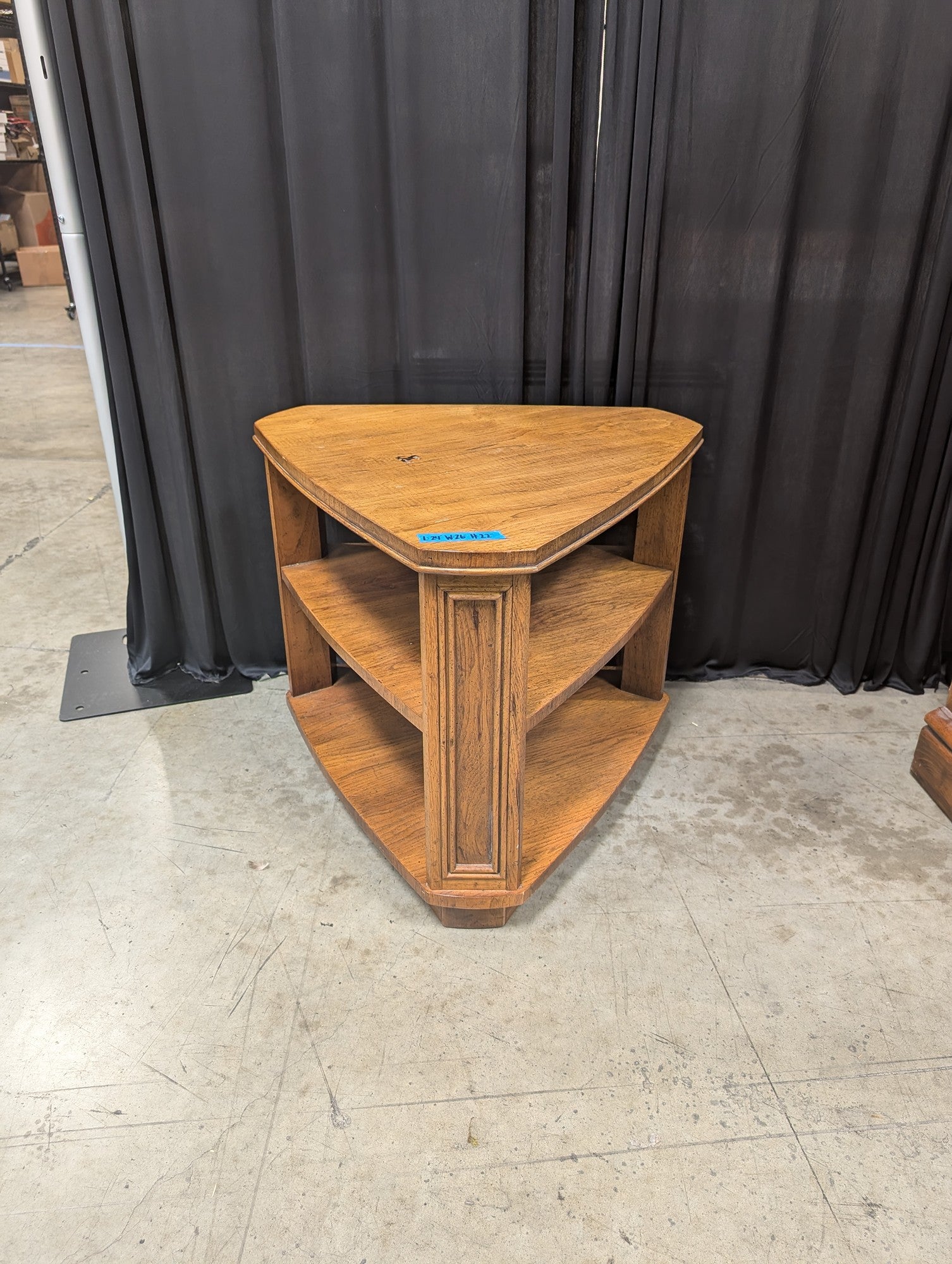 Brown Wood Three-Tiered Corner End Table