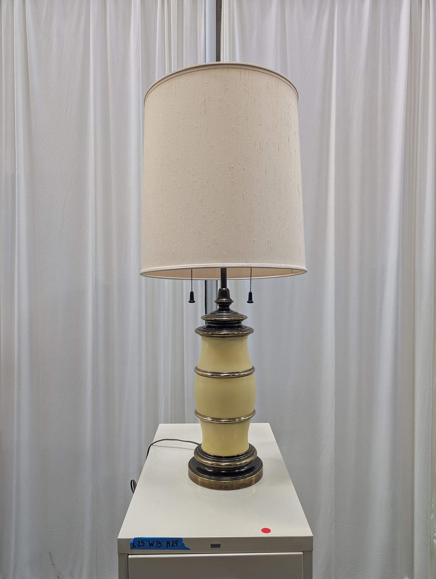Mid-Century Ceramic Table Lamp with Brass Accents