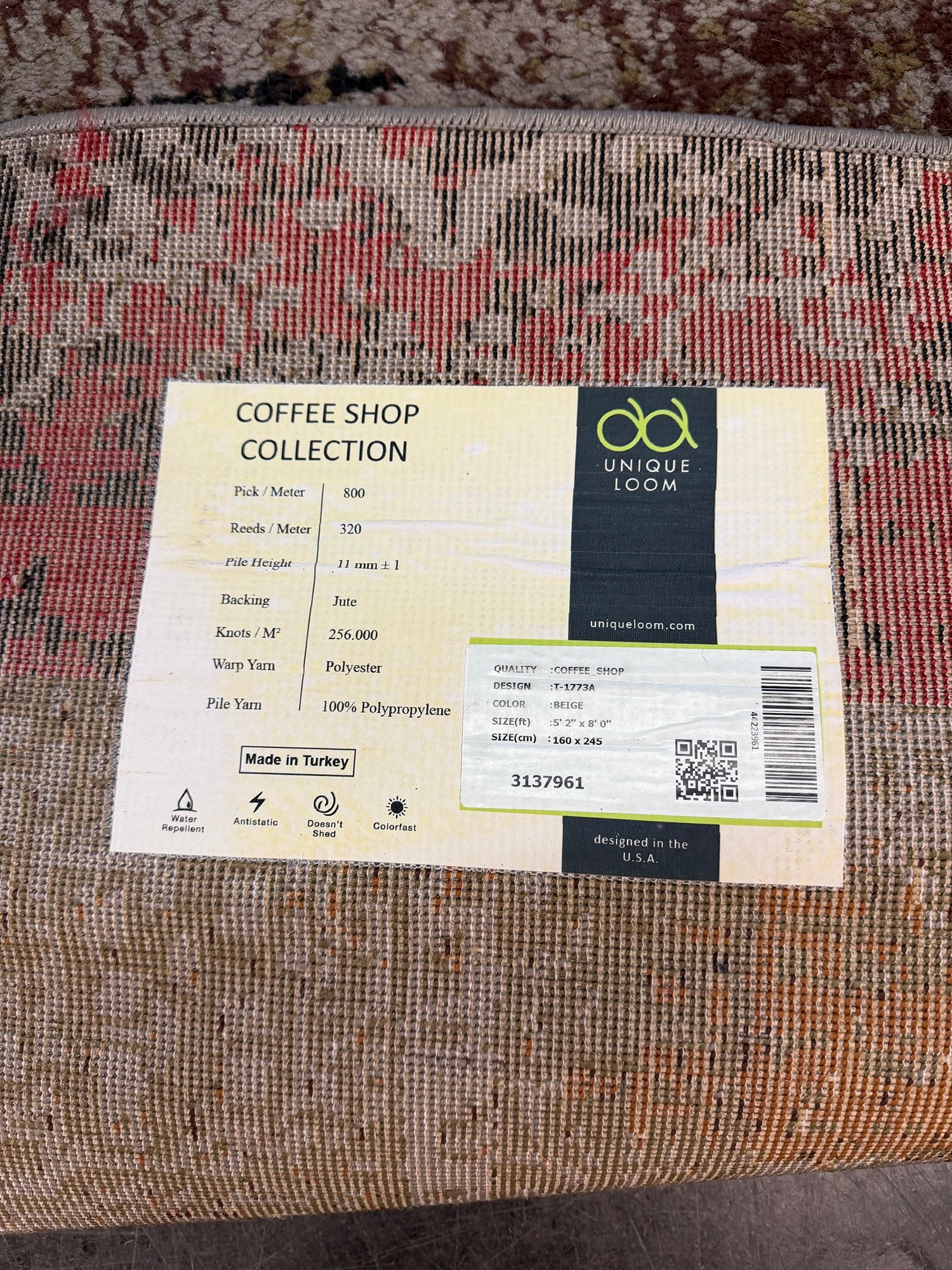 Unique Loom Beige Abstract 5 x 8 Area Rug with Floral Motif