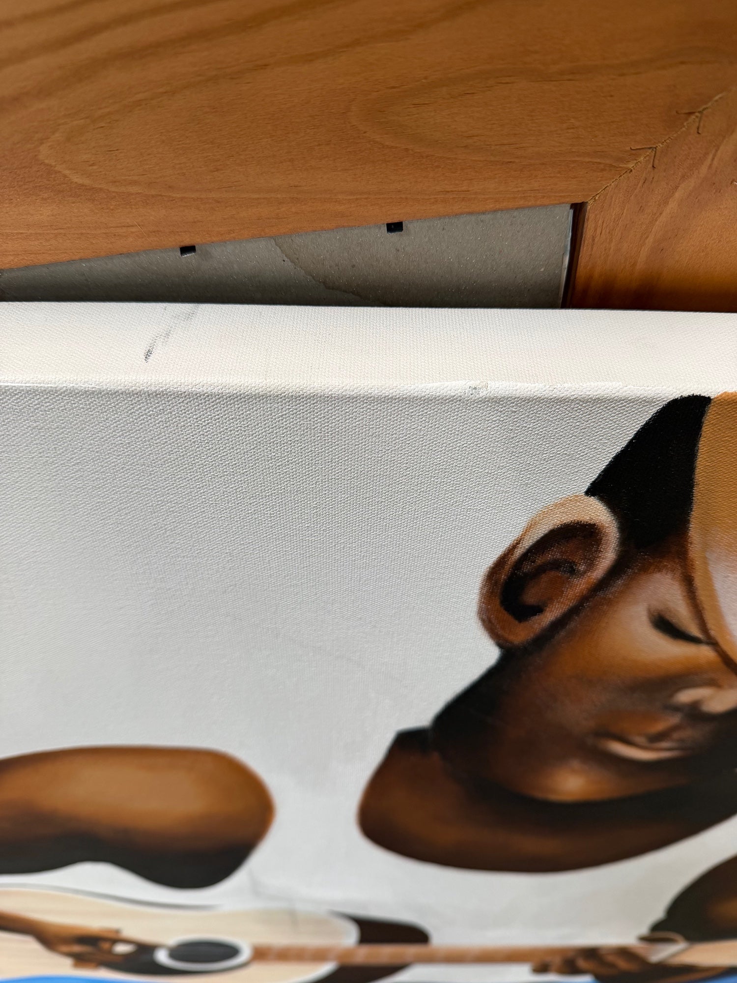 Original Figurative Canvas Painting of Man Playing Guitar