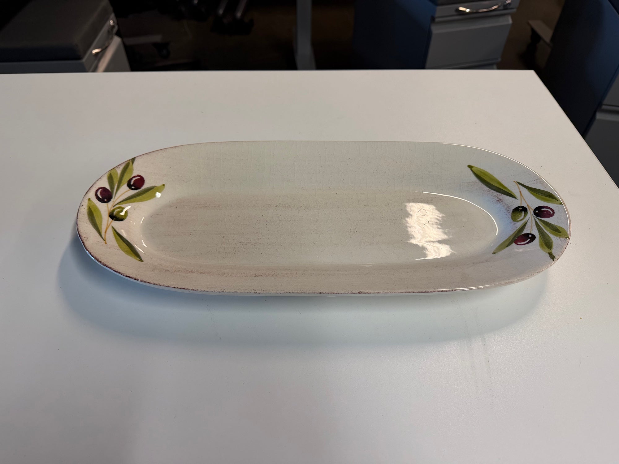 Ceramiche Alfa Italian Ceramic Oval Serving Platter Olive Branch Design