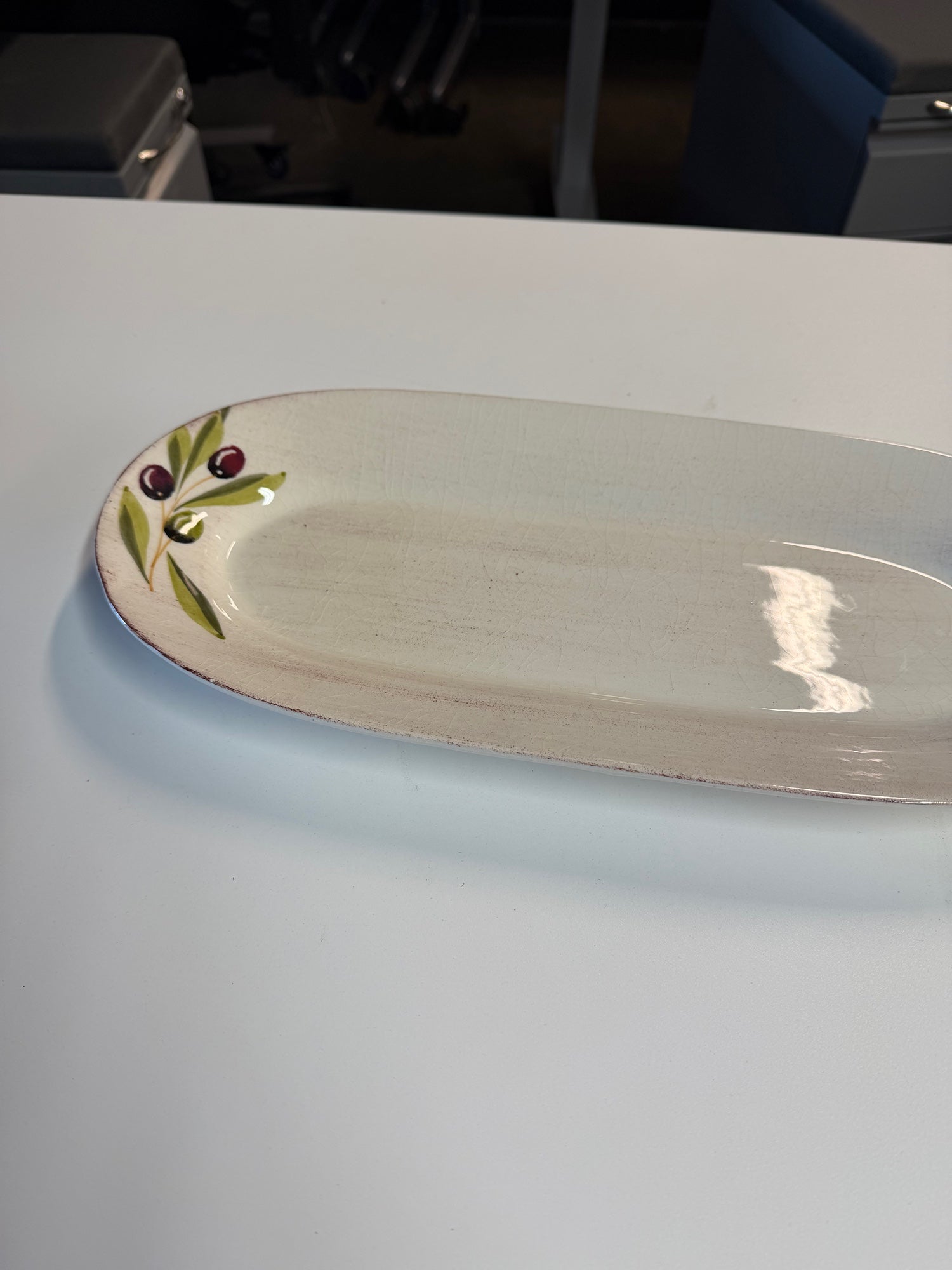 Ceramiche Alfa Italian Ceramic Oval Serving Platter Olive Branch Design