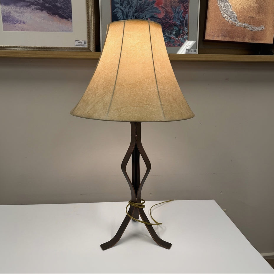 Rustic Twisted Metal Table Lamp with Bell Shade