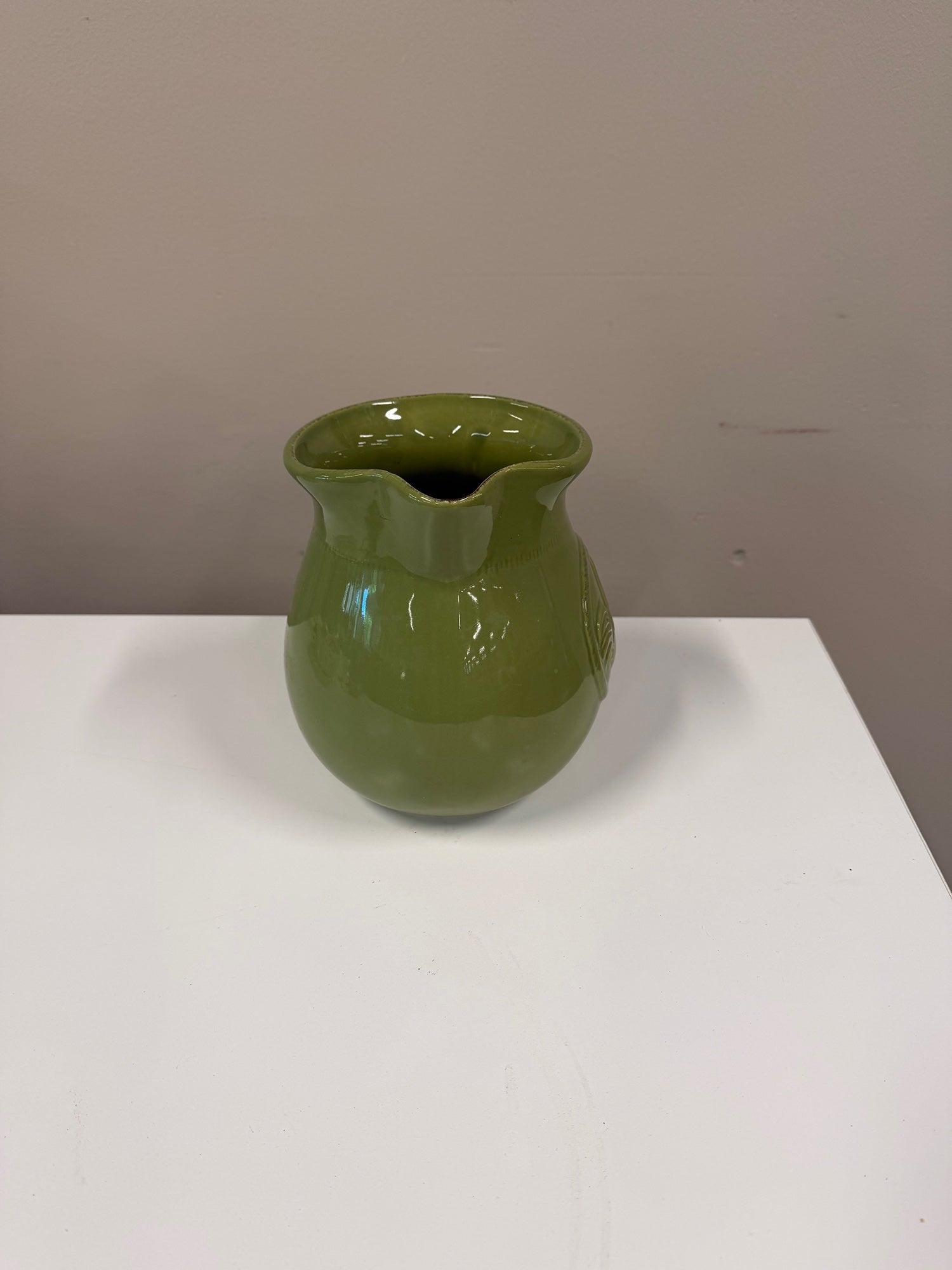 Charming Home Essentials & Beyond Olive Green Ceramic Rooster Medallion Pitcher