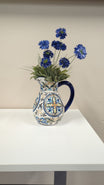 J. Godinger & Co. Hand-Painted Mediterranean Style Ceramic Pitcher Vase