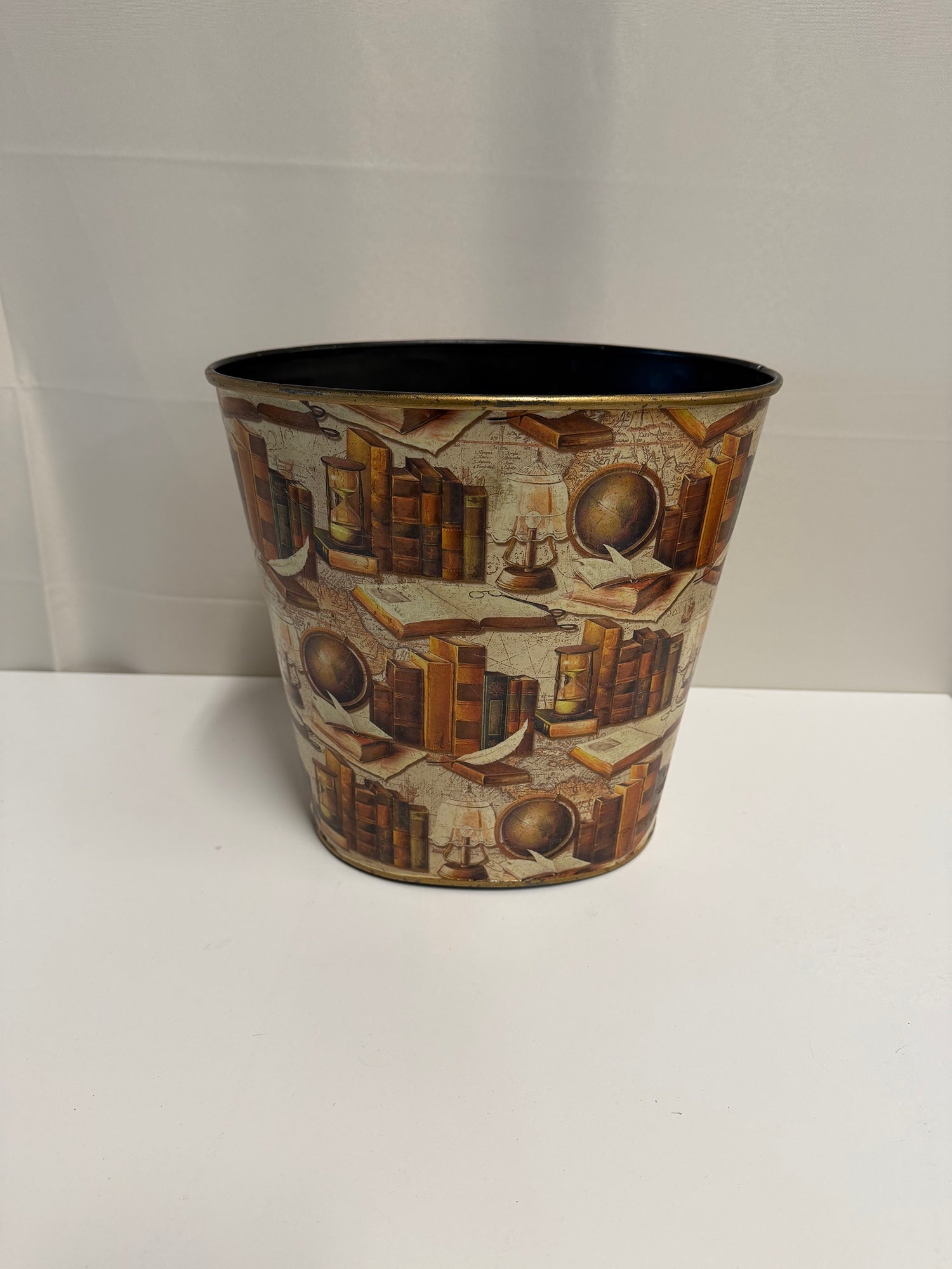 Anister Gifts Inc. Vintage Library Theme Metal Wastebasket