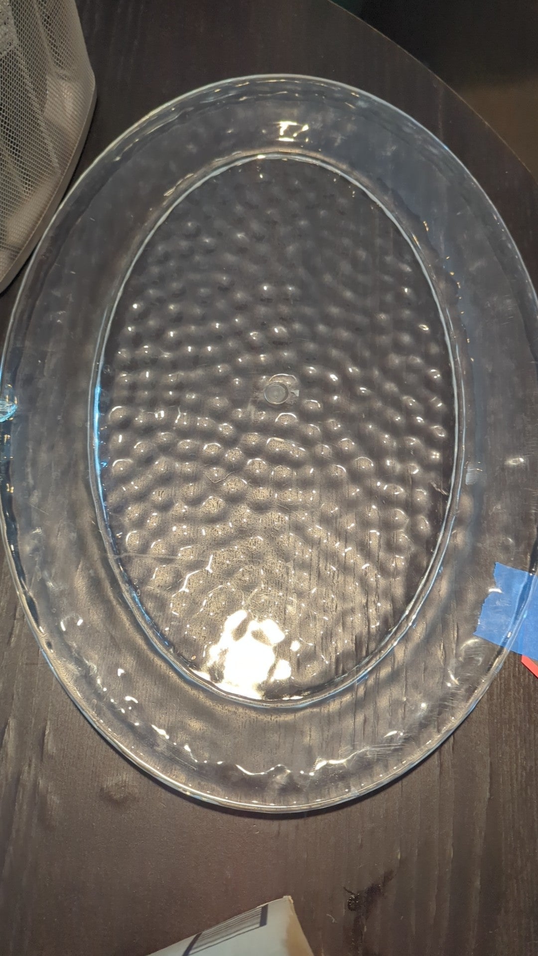 Transparent Oval Textured Glass Serving Platter