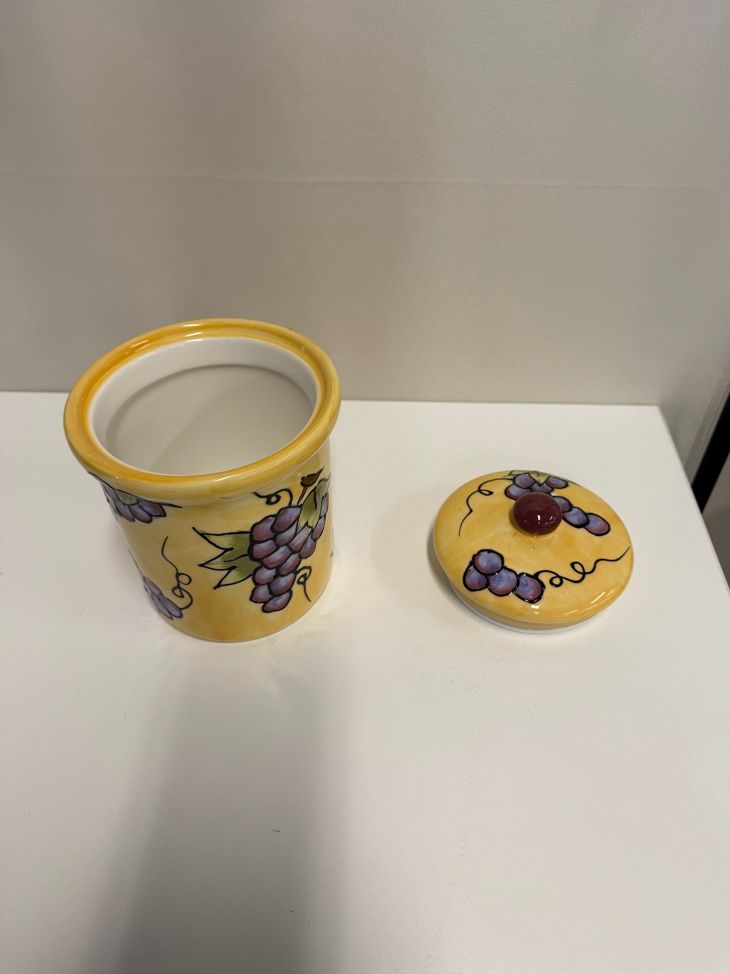 Lilian Vernon Decorative Grape Motif Ceramic Canister Jar