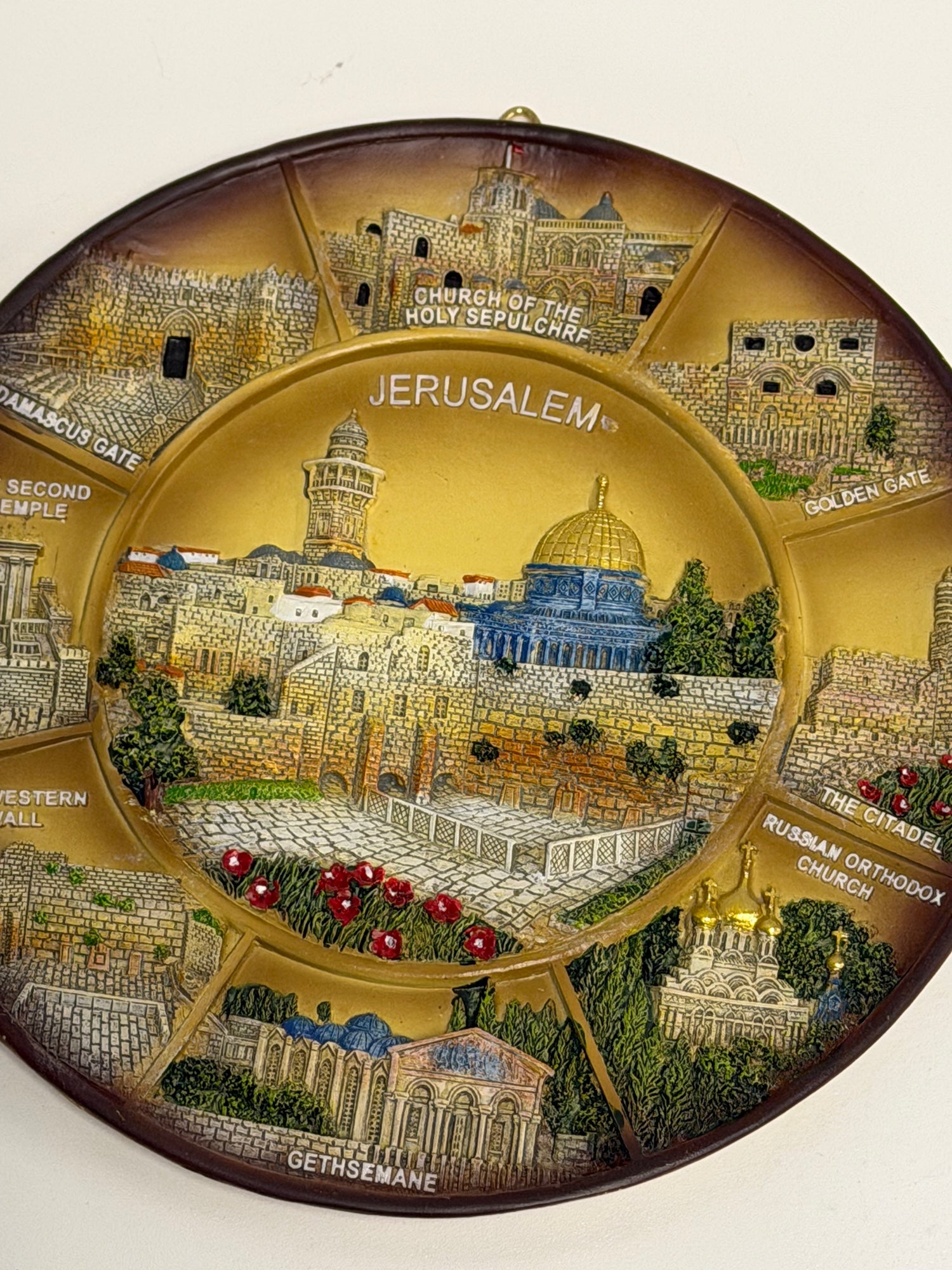 Palphot Jerusalem Sculpted Decorative Plate with Landmark Relief