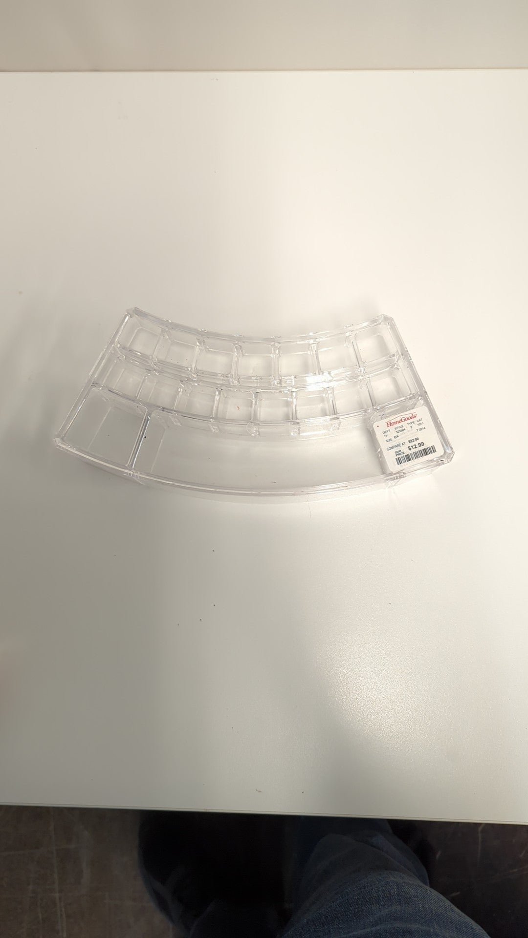 Clear Acrylic Curved Multi-Compartment Organizer Tray