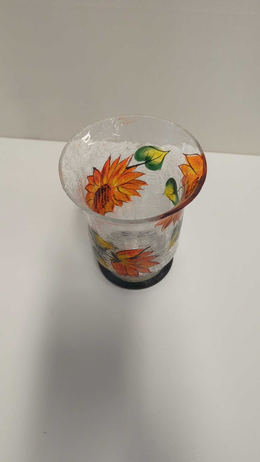 STUDIO HOME Crackle Glass Autumn Floral Hurricane Tea Light Holder