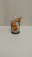 STUDIO HOME Crackle Glass Autumn Floral Hurricane Tea Light Holder