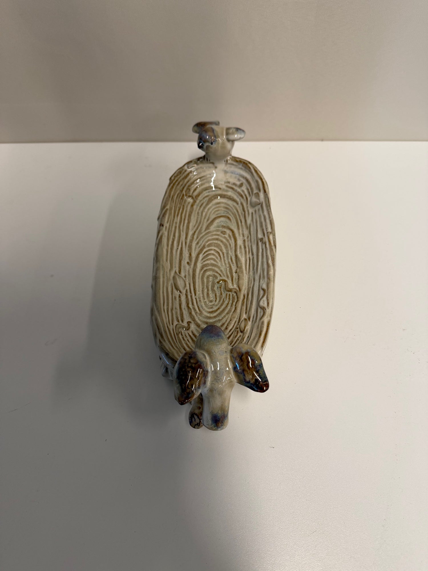 Rustic Glazed Ceramic Bird Trinket Dish