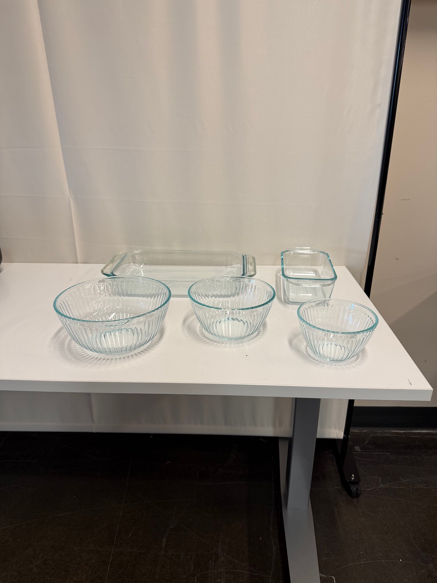 Set of Pyrex Durable Glass Bakeware and Ribbed Mixing Bowls - Made in USA